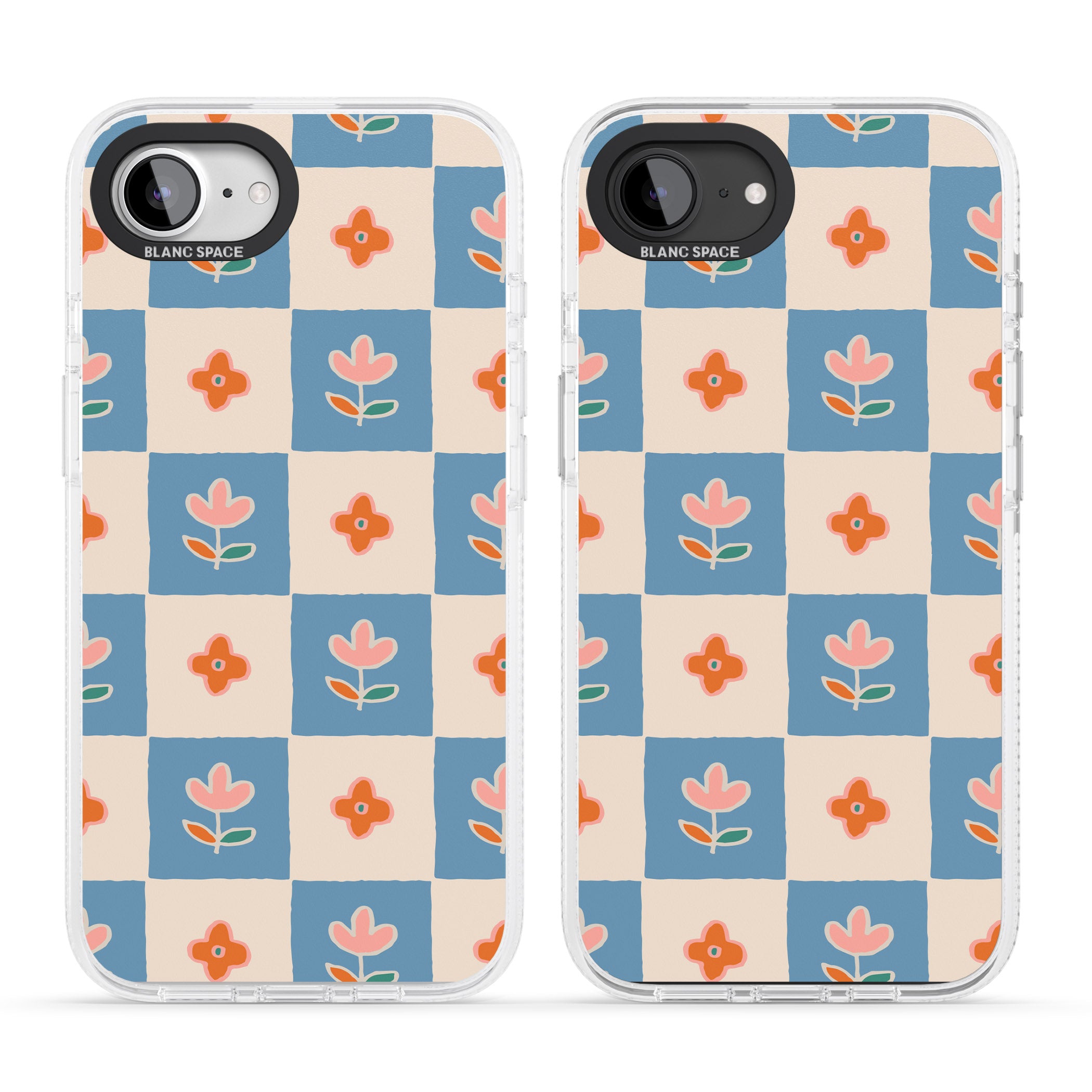 Vintage Bloom Checkered iPhone 16e Clear Case Impact Air - Blanc Space