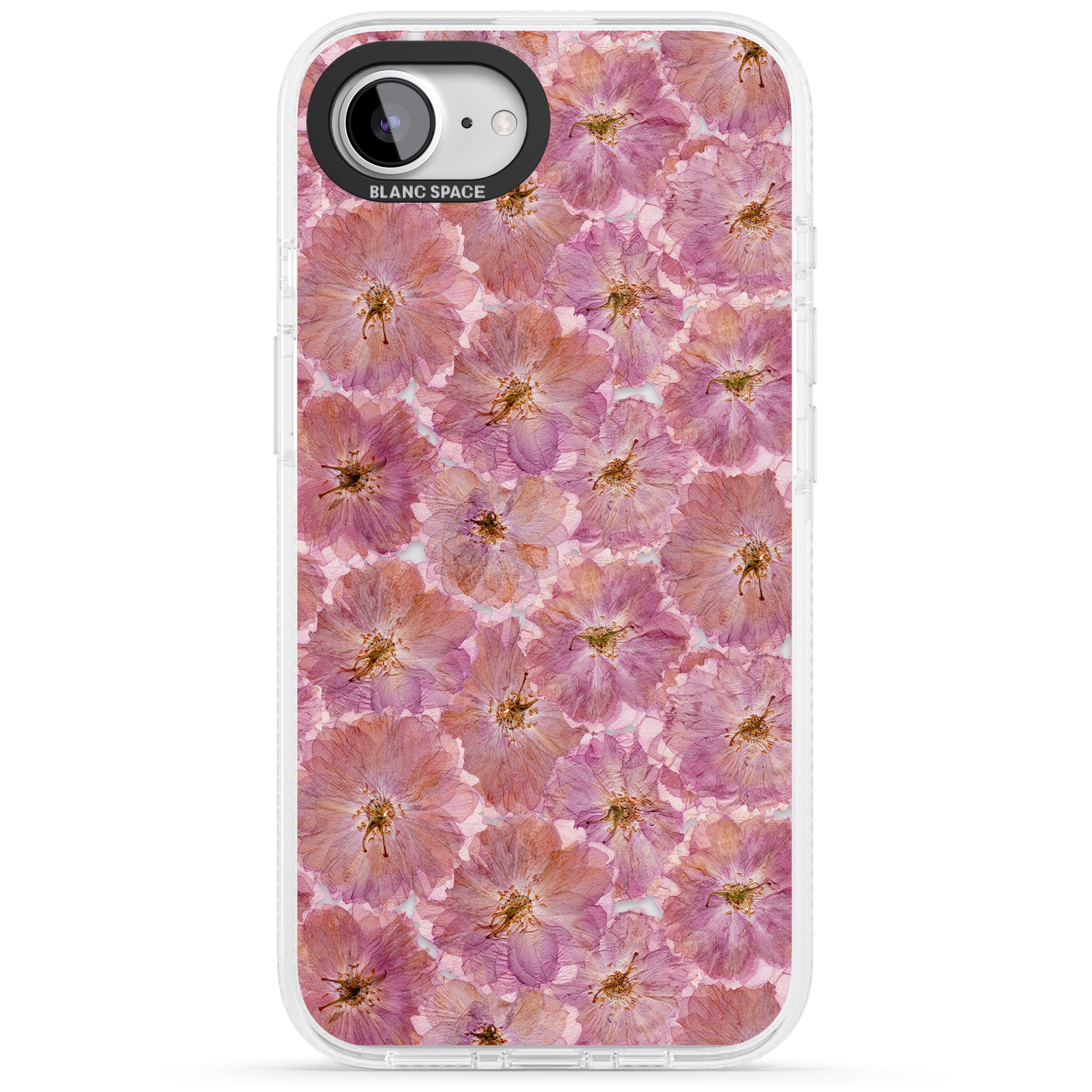 Large Pink Flowers Transparent Design iPhone 16e Clear Case Impact Air - Blanc Space
