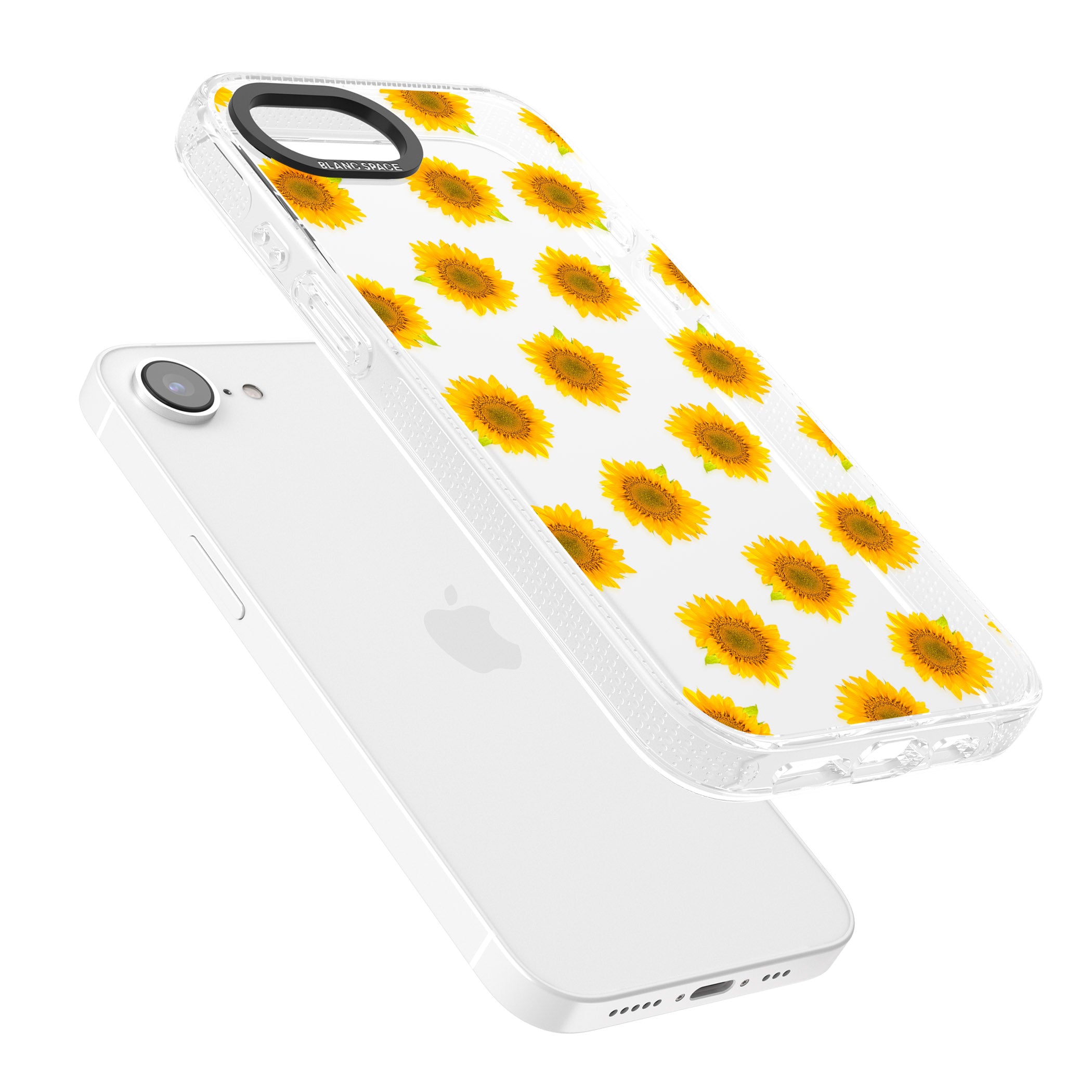 Sunflowers Transparent Pattern iPhone 16e Clear Case Impact Air - Blanc Space