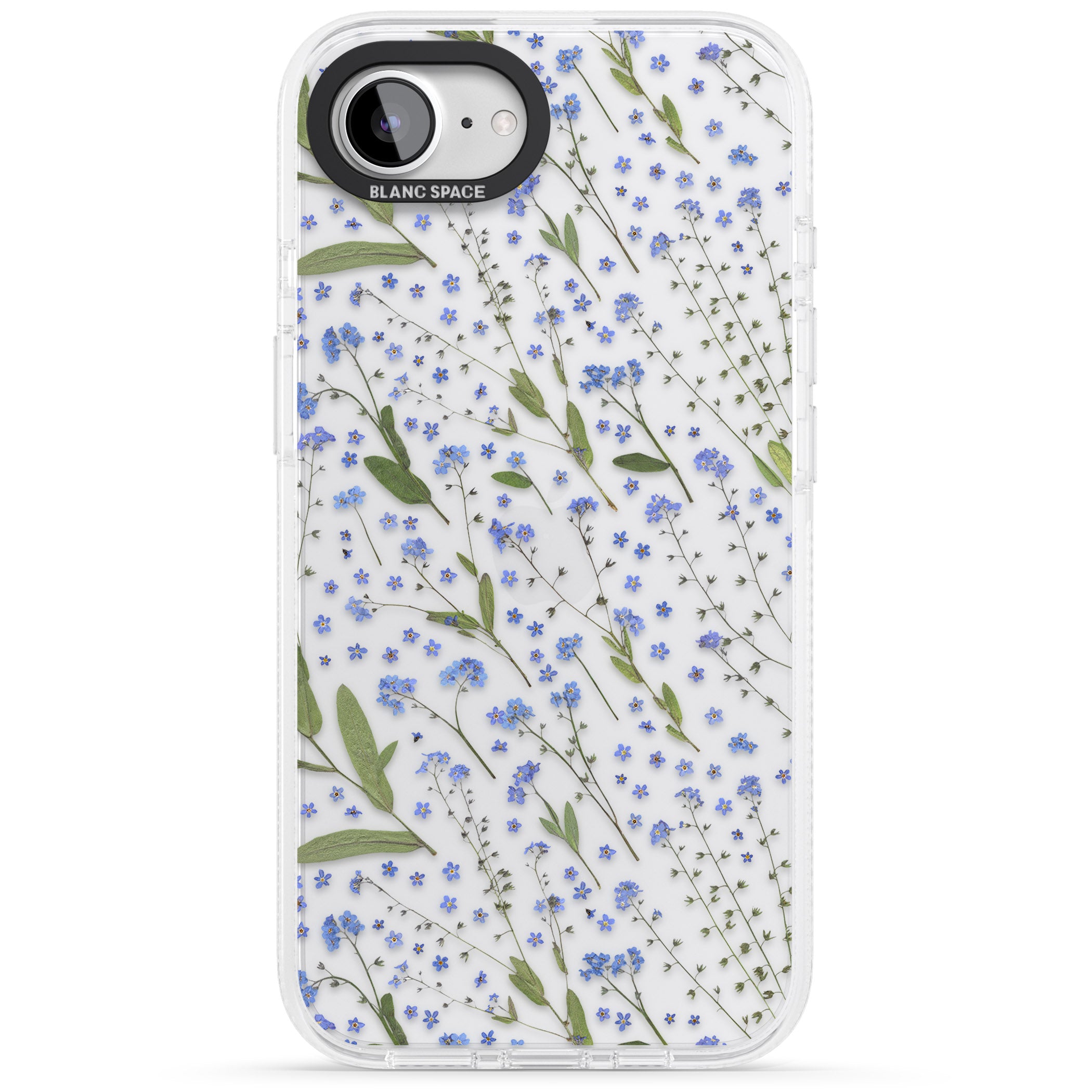 Blue Wild Flower Design iPhone 16e Clear Case Impact Air - Blanc Space