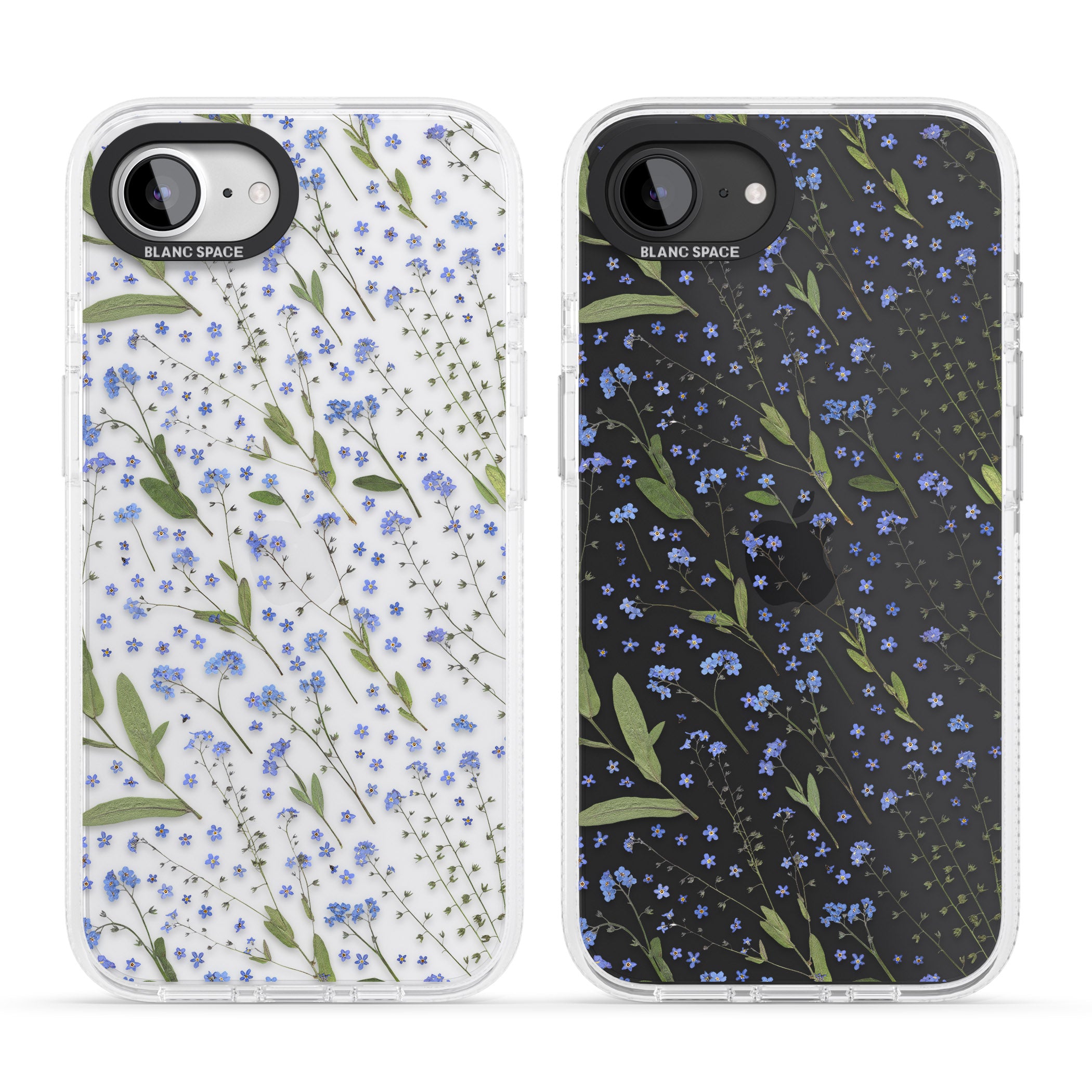 Blue Wild Flower Design iPhone 16e Clear Case Impact Air - Blanc Space