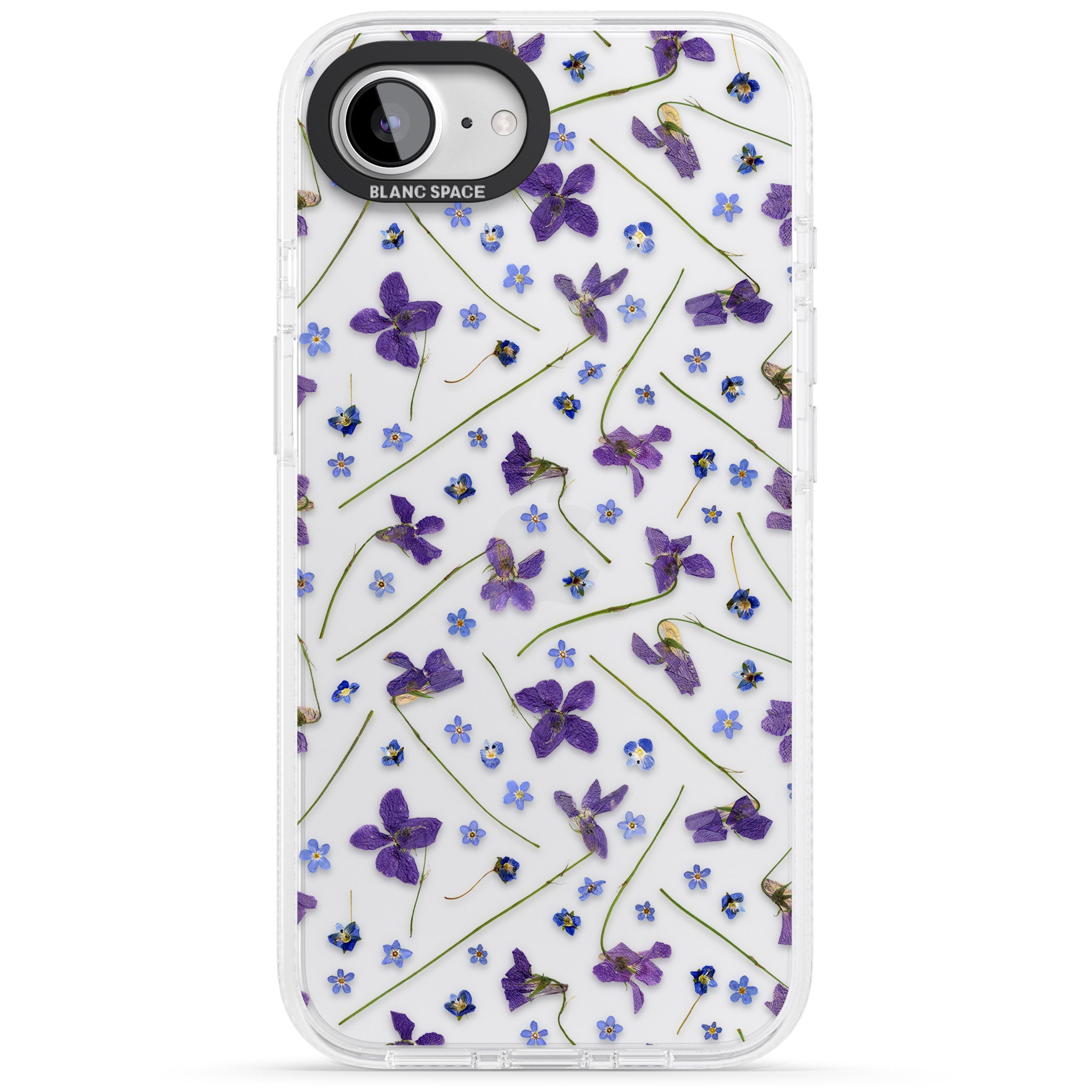 Violet & Blue Floral Pattern Design iPhone 16e Clear Case Impact Air - Blanc Space