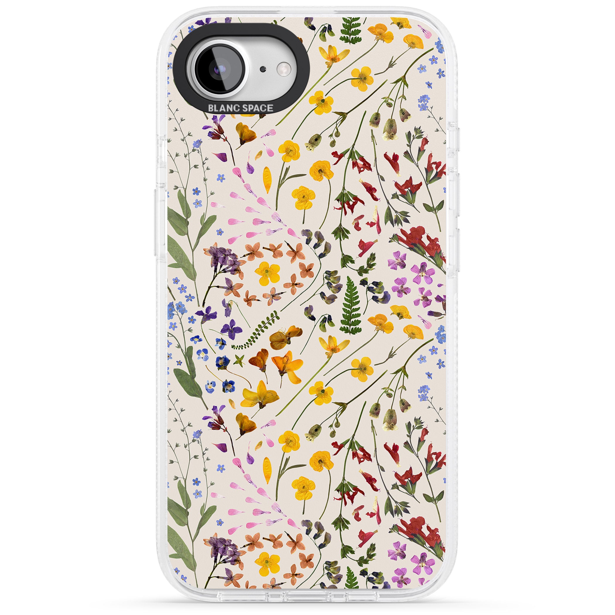 Wildflower & Leaves Cluster Design - Cream iPhone 16e Clear Case Impact Air - Blanc Space