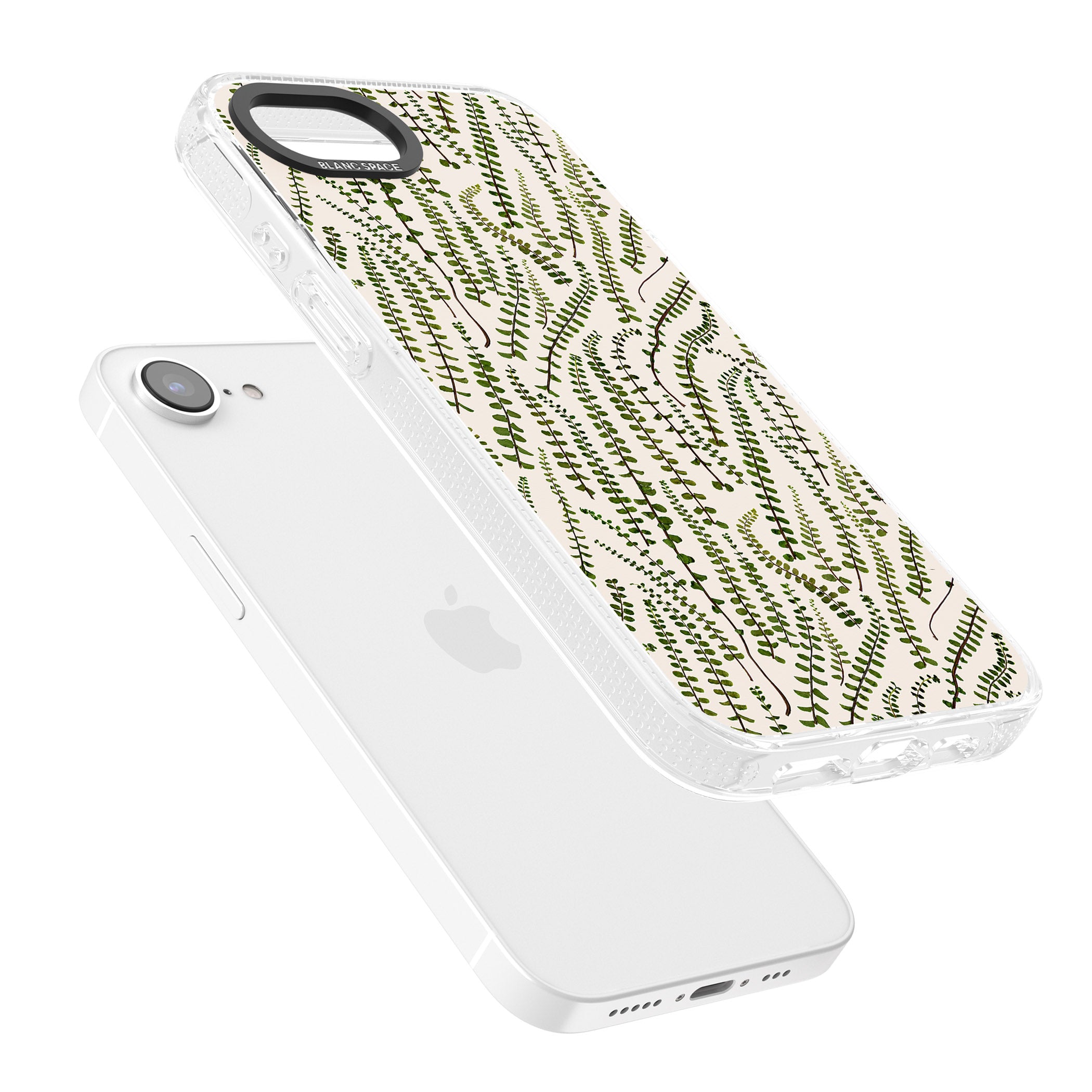 Fern Leaf Pattern Design - Cream iPhone 16e Clear Case Impact Air - Blanc Space