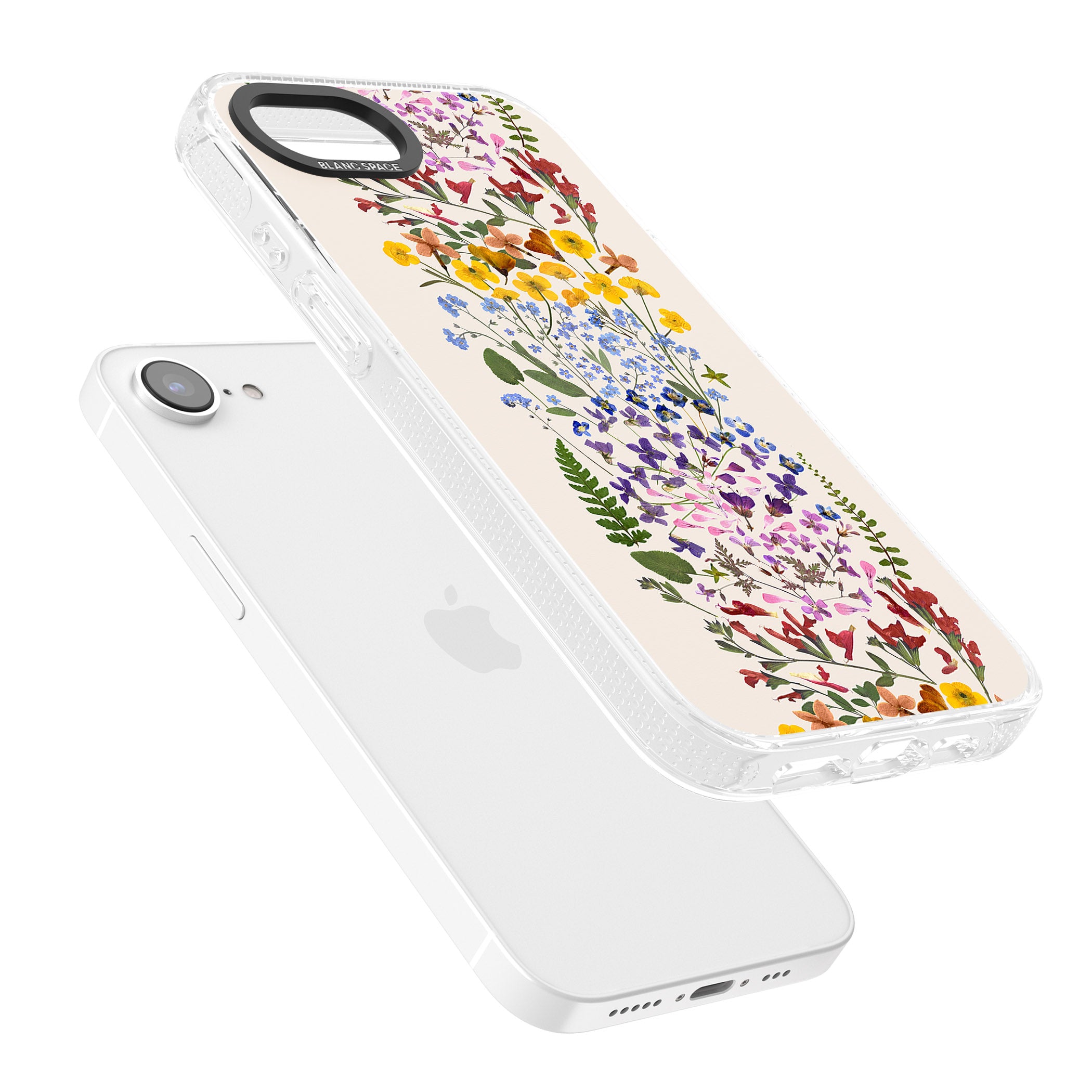 Wildflower Stripe Design - Cream iPhone 16e Clear Case Impact Air - Blanc Space