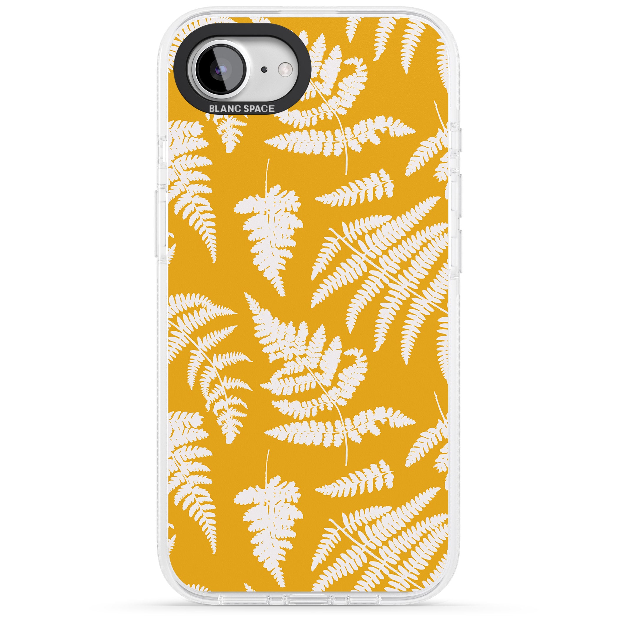 Fern Pattern on Yellow iPhone 16e Clear Case Impact Air - Blanc Space