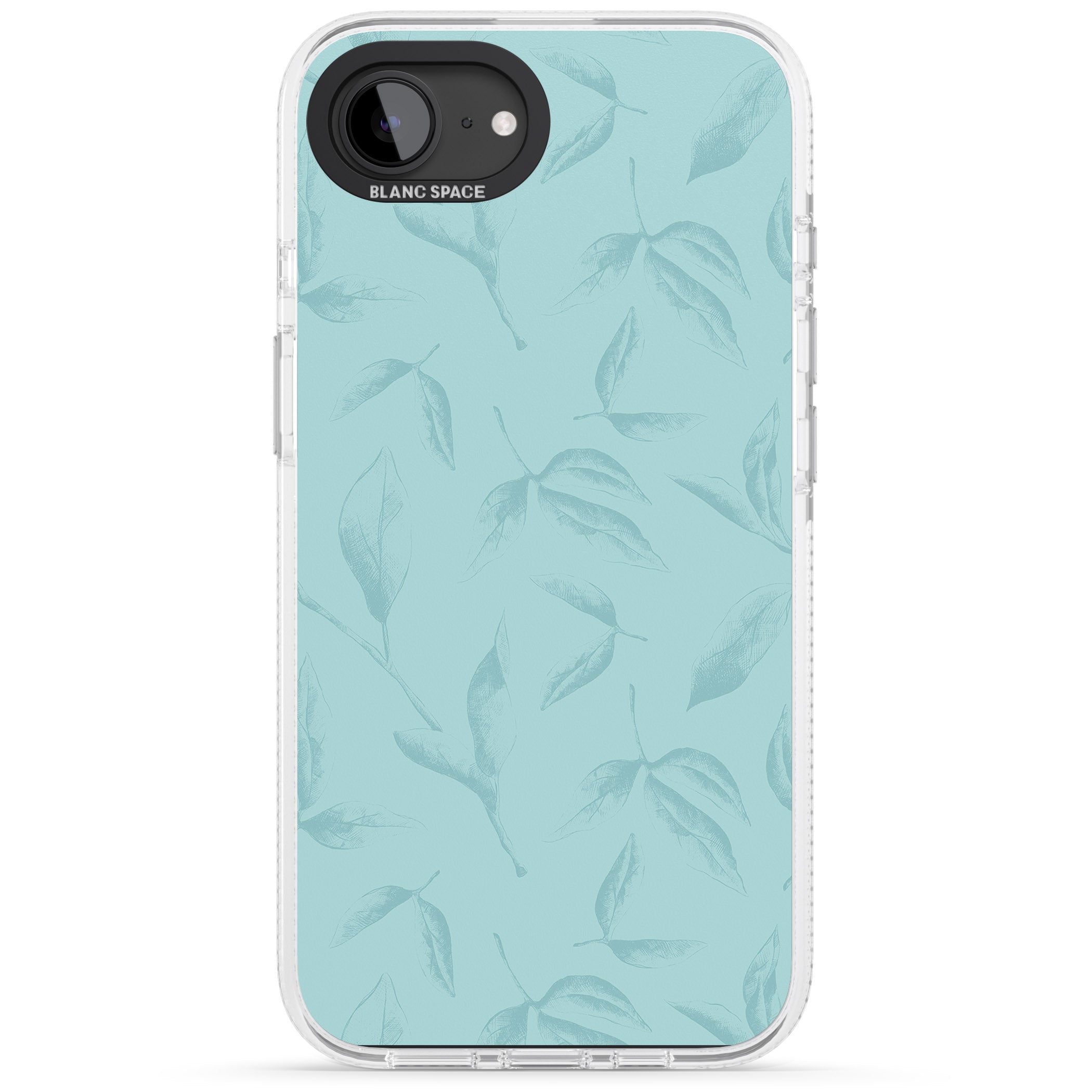 Blue Leaves Vintage Botanical iPhone 16e Clear Case Impact Air - Blanc Space