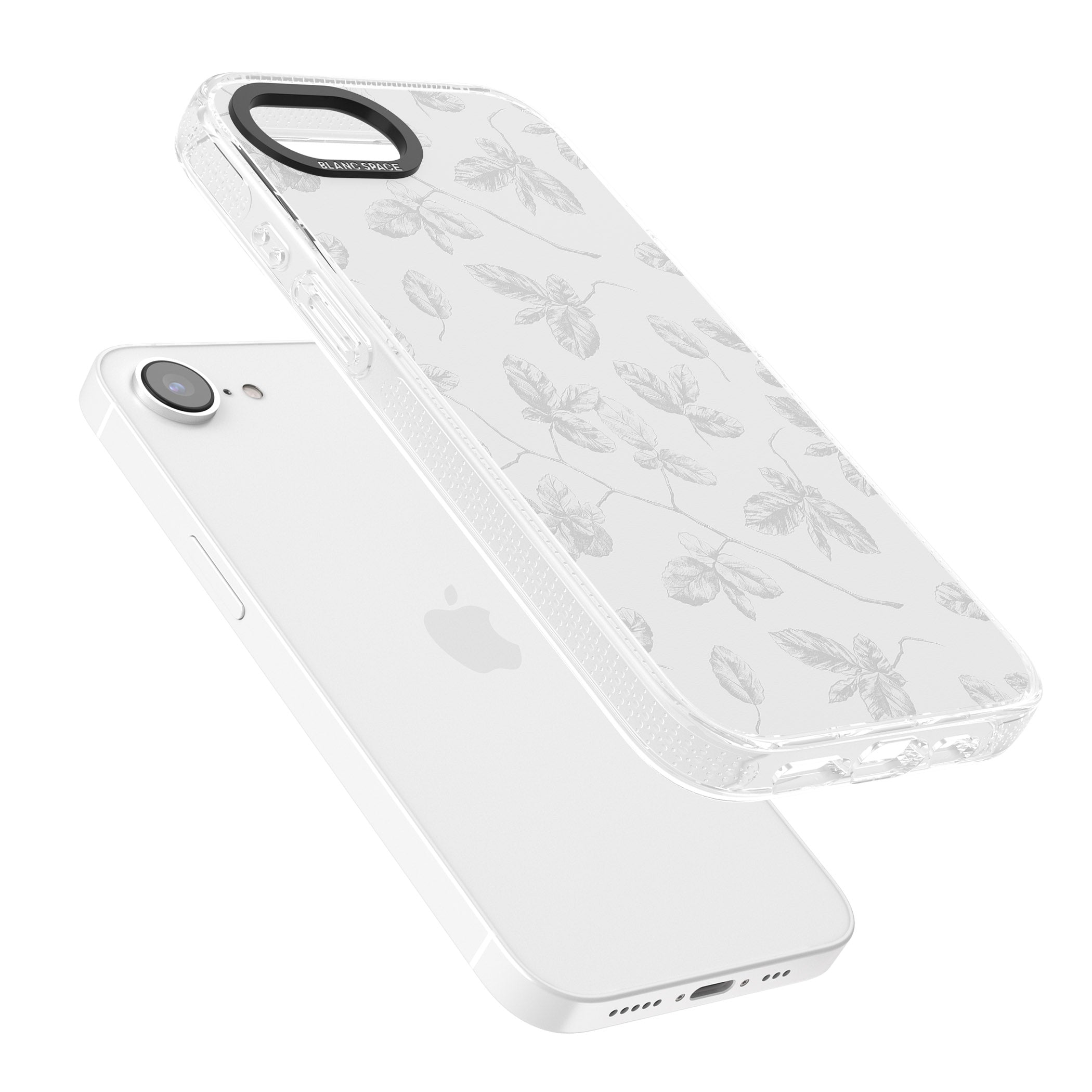 Grey Branches Vintage Botanical iPhone 16e Clear Case Impact Air - Blanc Space