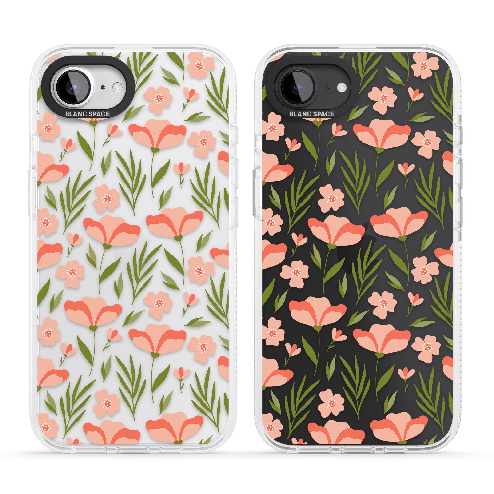 Pink Petals Transparent Floral iPhone 16e Clear Case Impact Air - Blanc Space