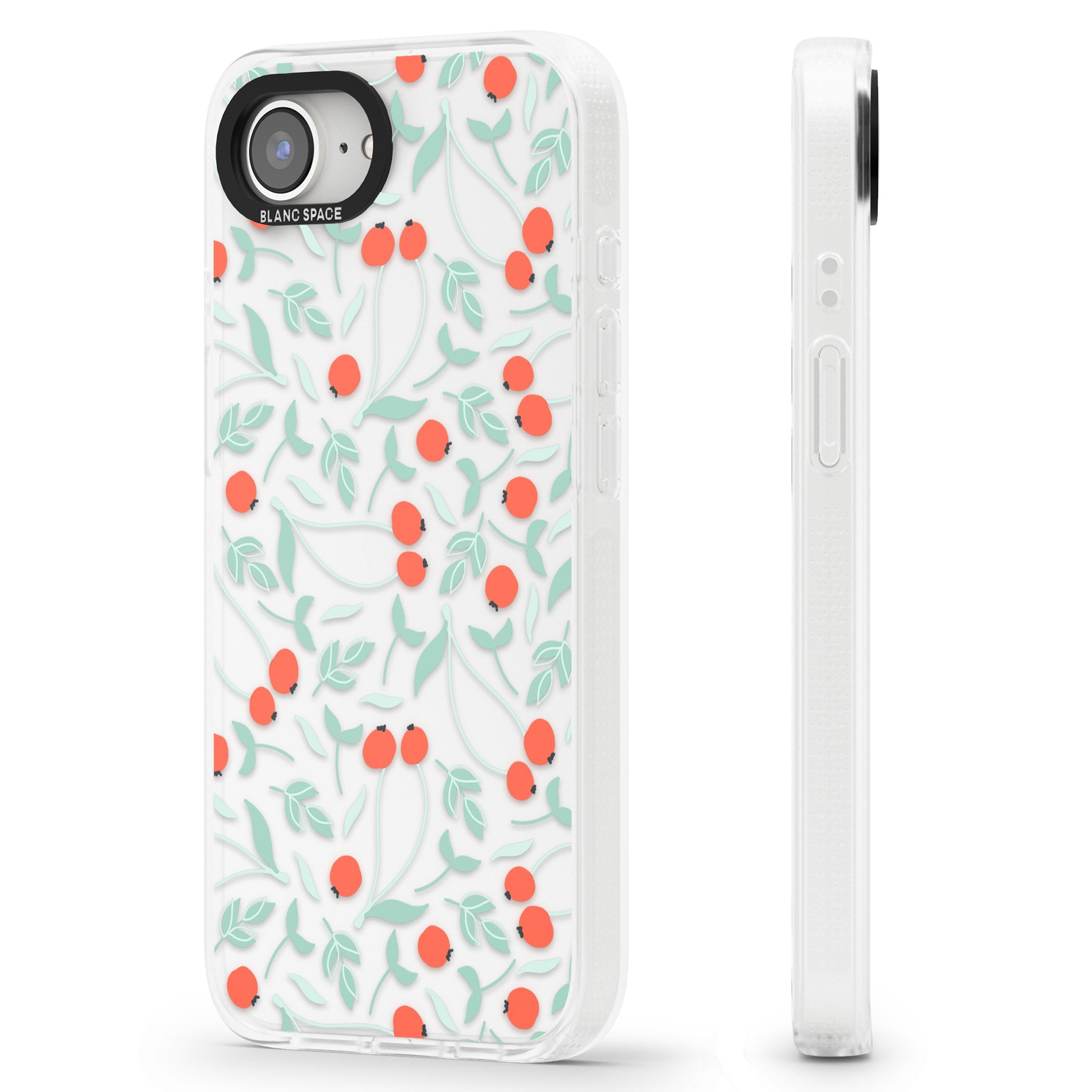Red Berries Transparent Floral iPhone 16e Clear Case Impact Air - Blanc Space