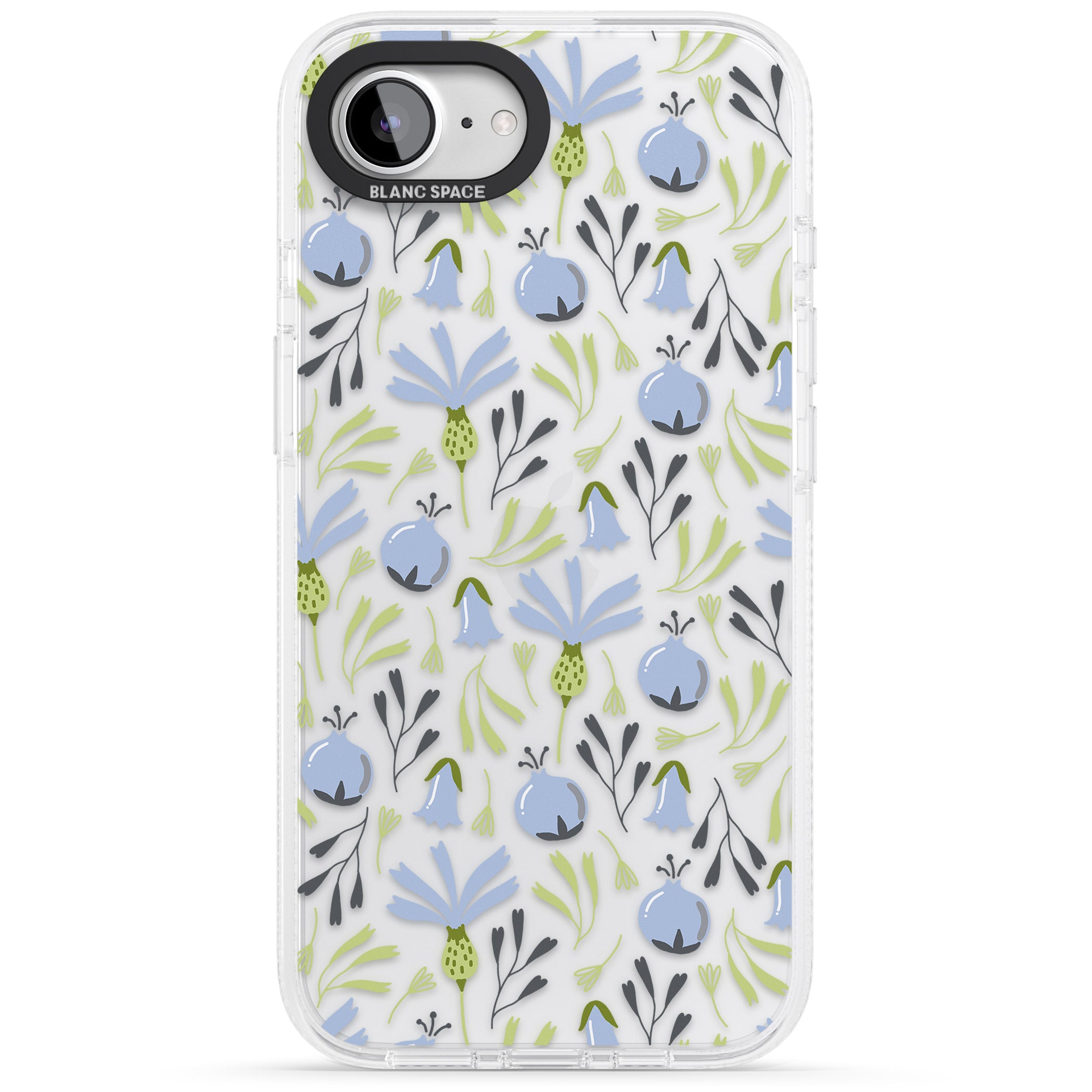 Blue Flora Transparent Floral iPhone 16e Clear Case Impact Air - Blanc Space
