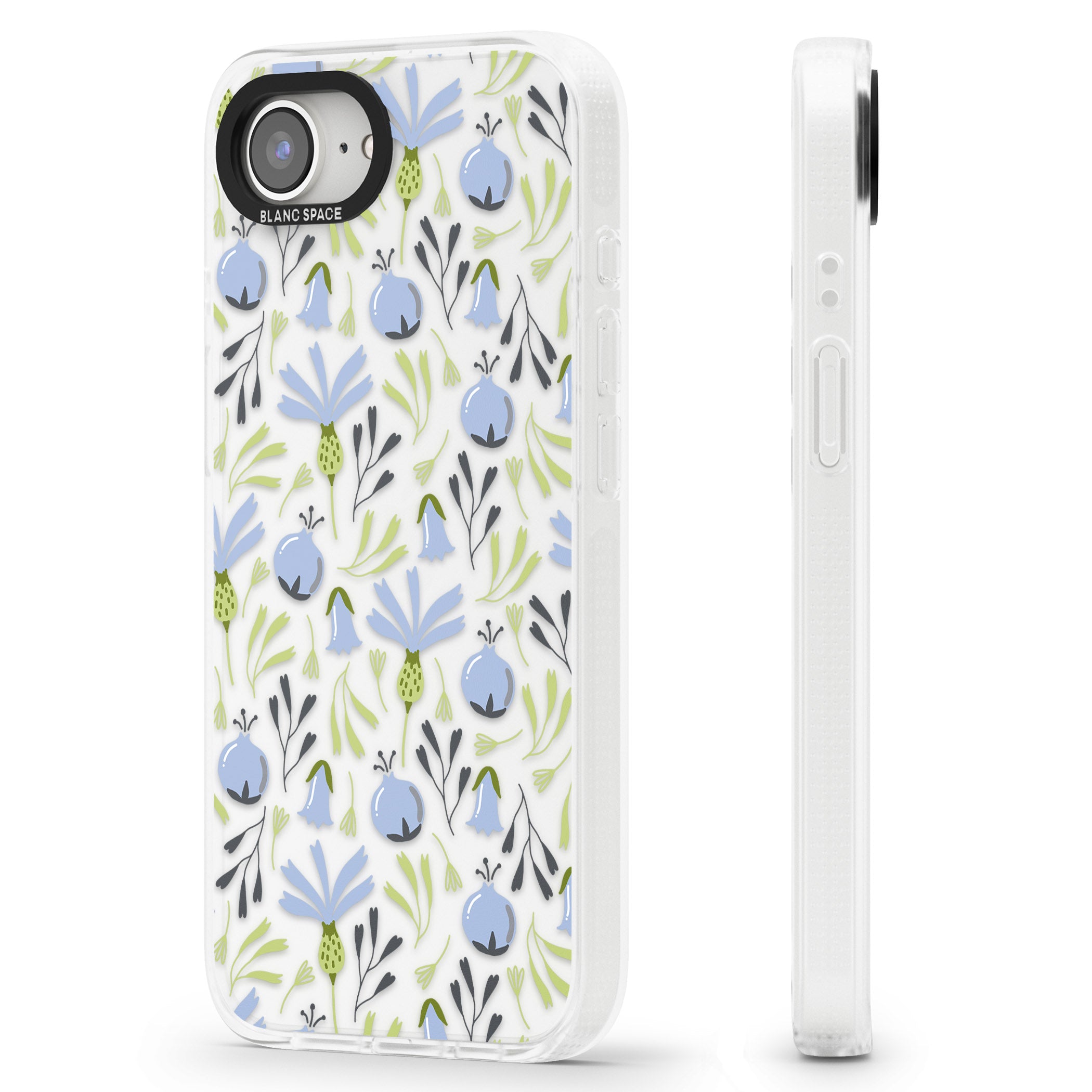 Blue Flora Transparent Floral iPhone 16e Clear Case Impact Air - Blanc Space