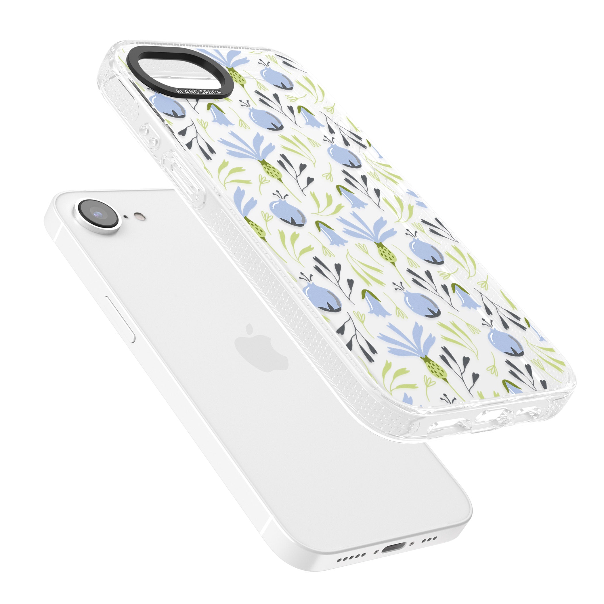 Blue Flora Transparent Floral iPhone 16e Clear Case Impact Air - Blanc Space