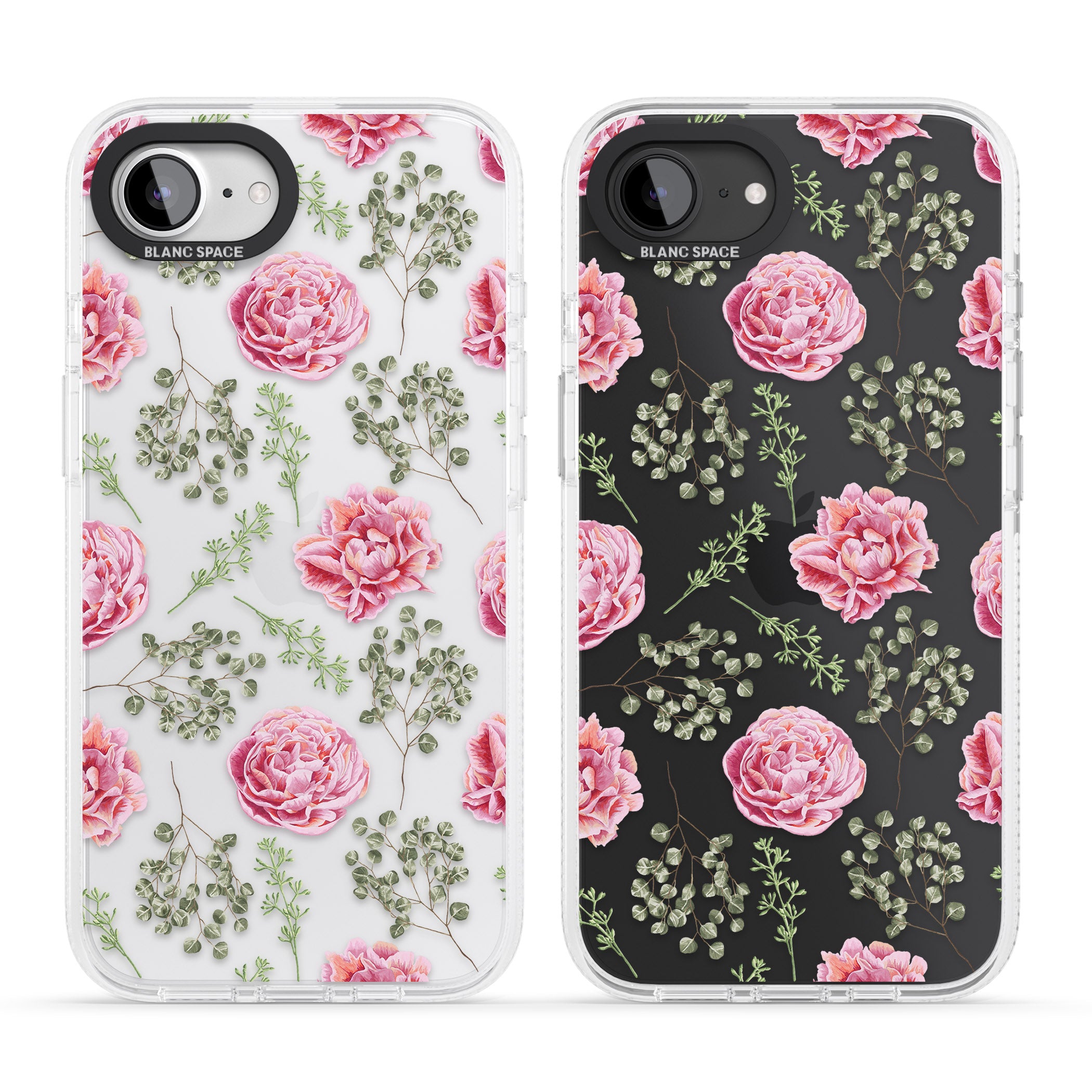 Roses & Eucalyptus Transparent Floral iPhone 16e Clear Case Impact Air - Blanc Space