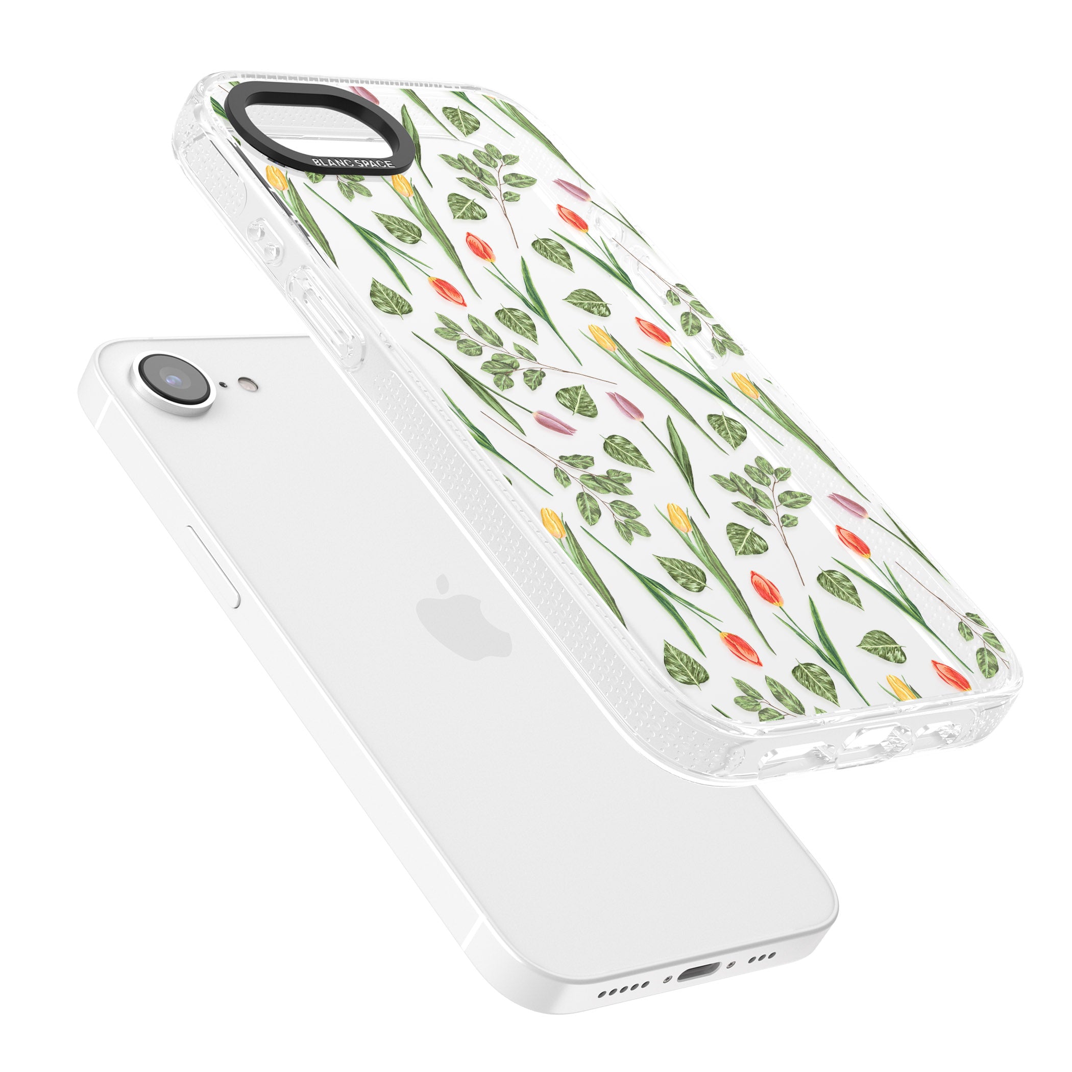 Spring Tulips Transparent Floral iPhone 16e Clear Case Impact Air - Blanc Space