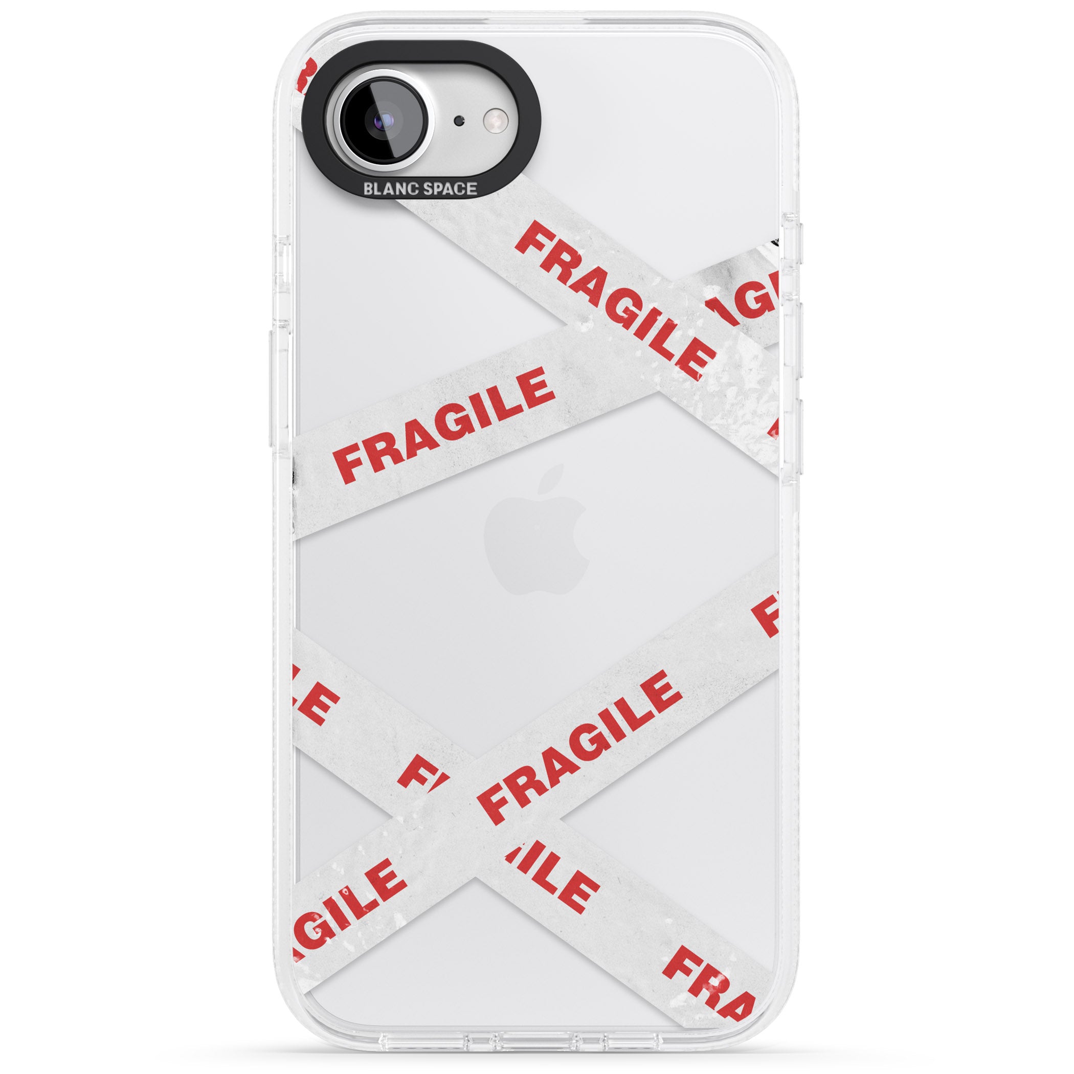 Fragile Tape iPhone 16e Clear Case Impact Air - Blanc Space