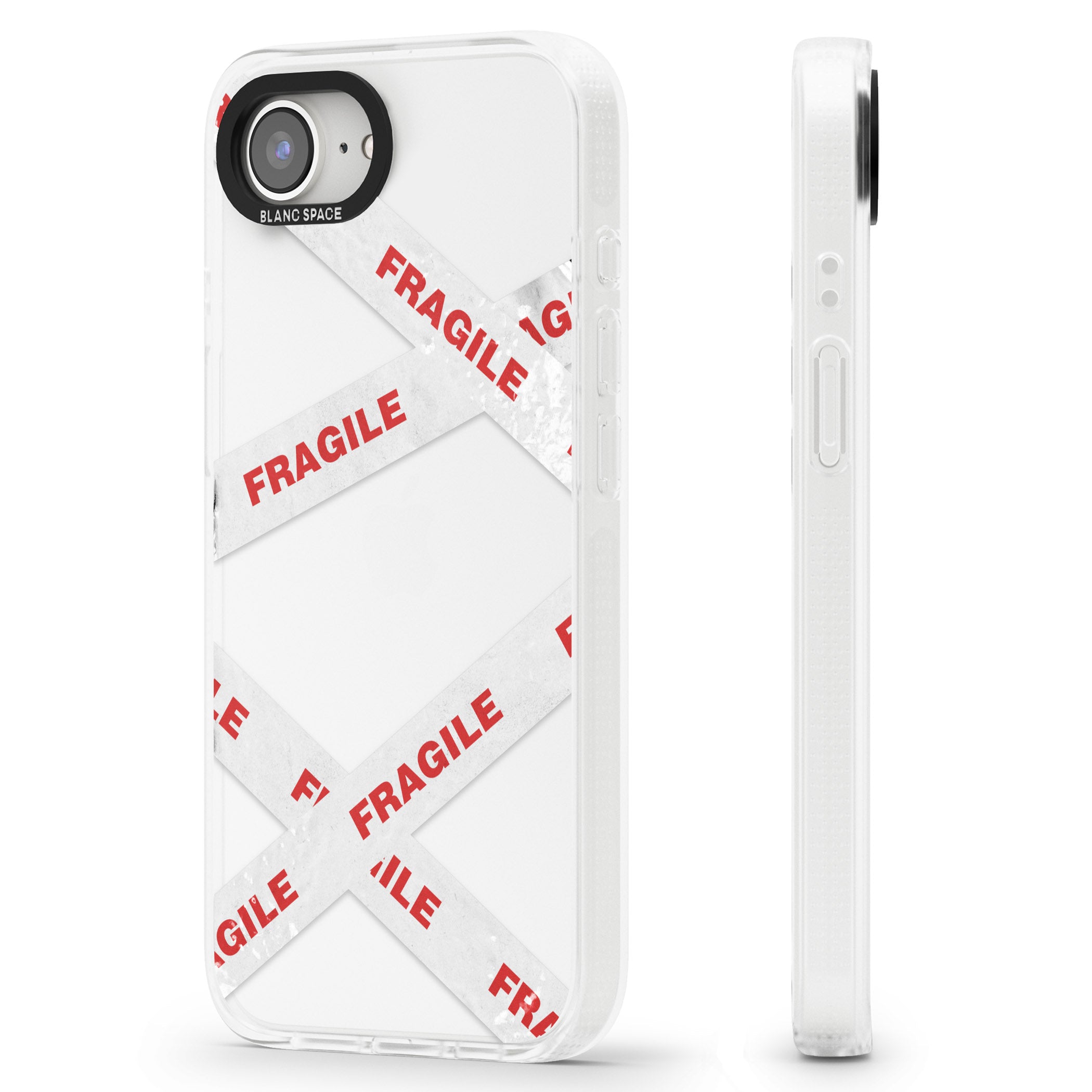 Fragile Tape iPhone 16e Clear Case Impact Air - Blanc Space