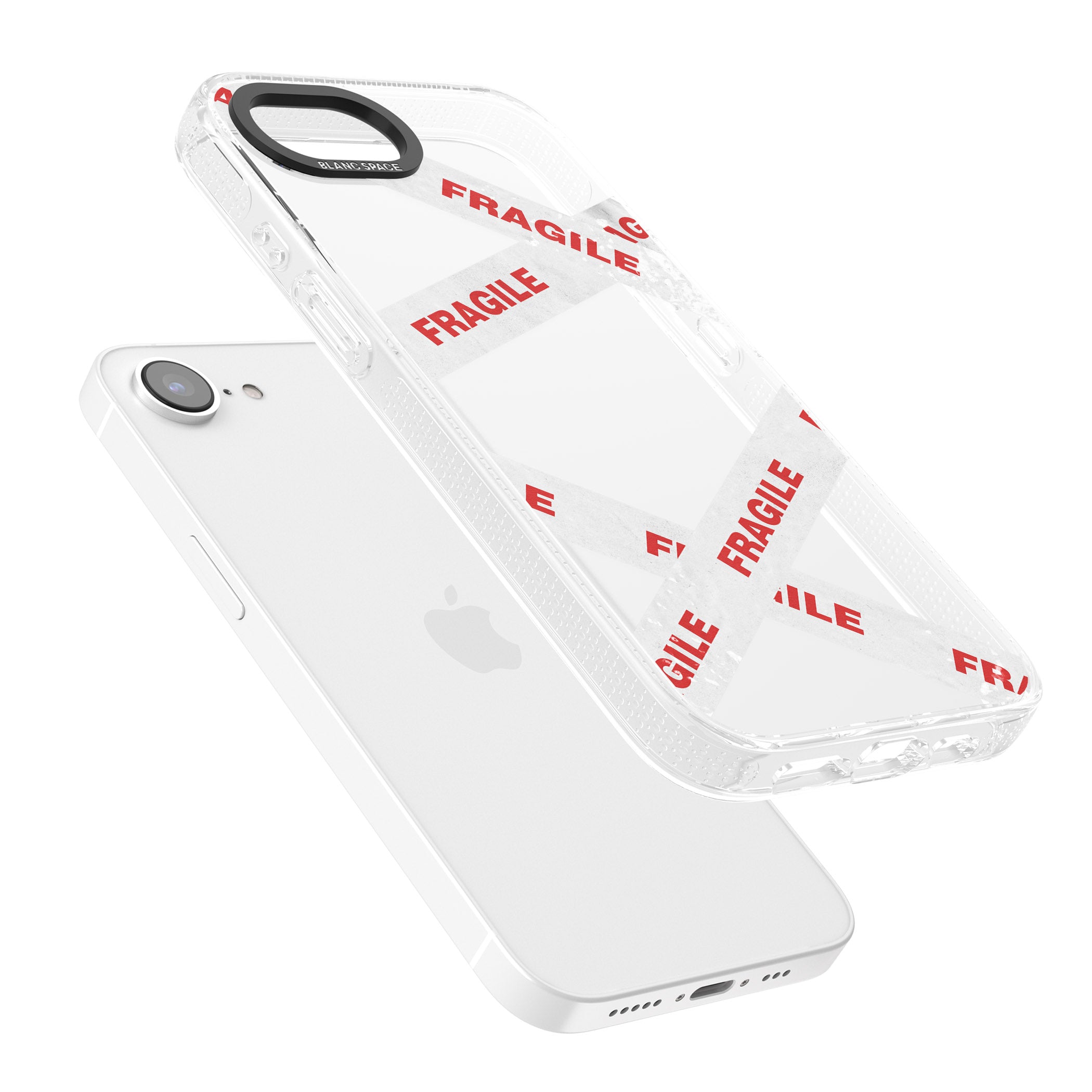 Fragile Tape iPhone 16e Clear Case Impact Air - Blanc Space