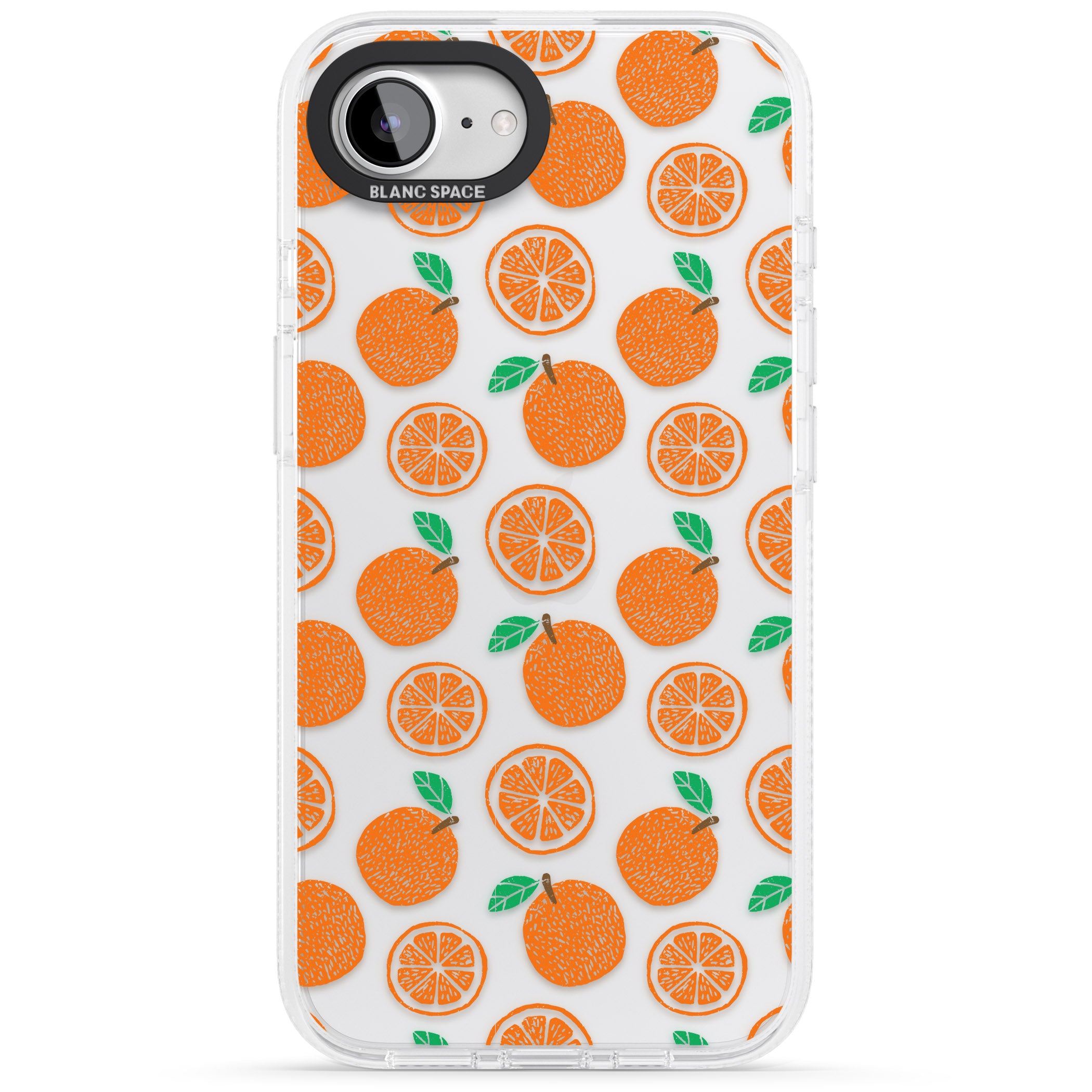 Orange Pattern iPhone 16e Clear Case Impact Air - Blanc Space
