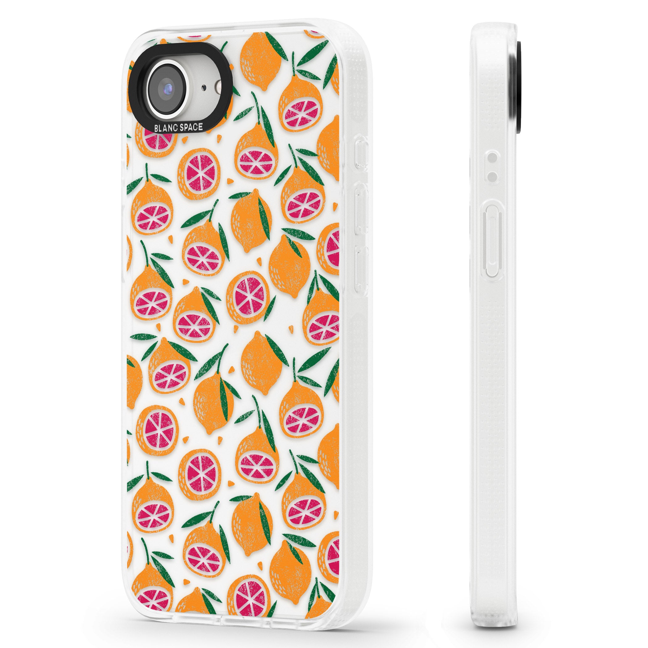 Blood Orange Fruit Pattern Transparent iPhone 16e Clear Case Impact Air - Blanc Space
