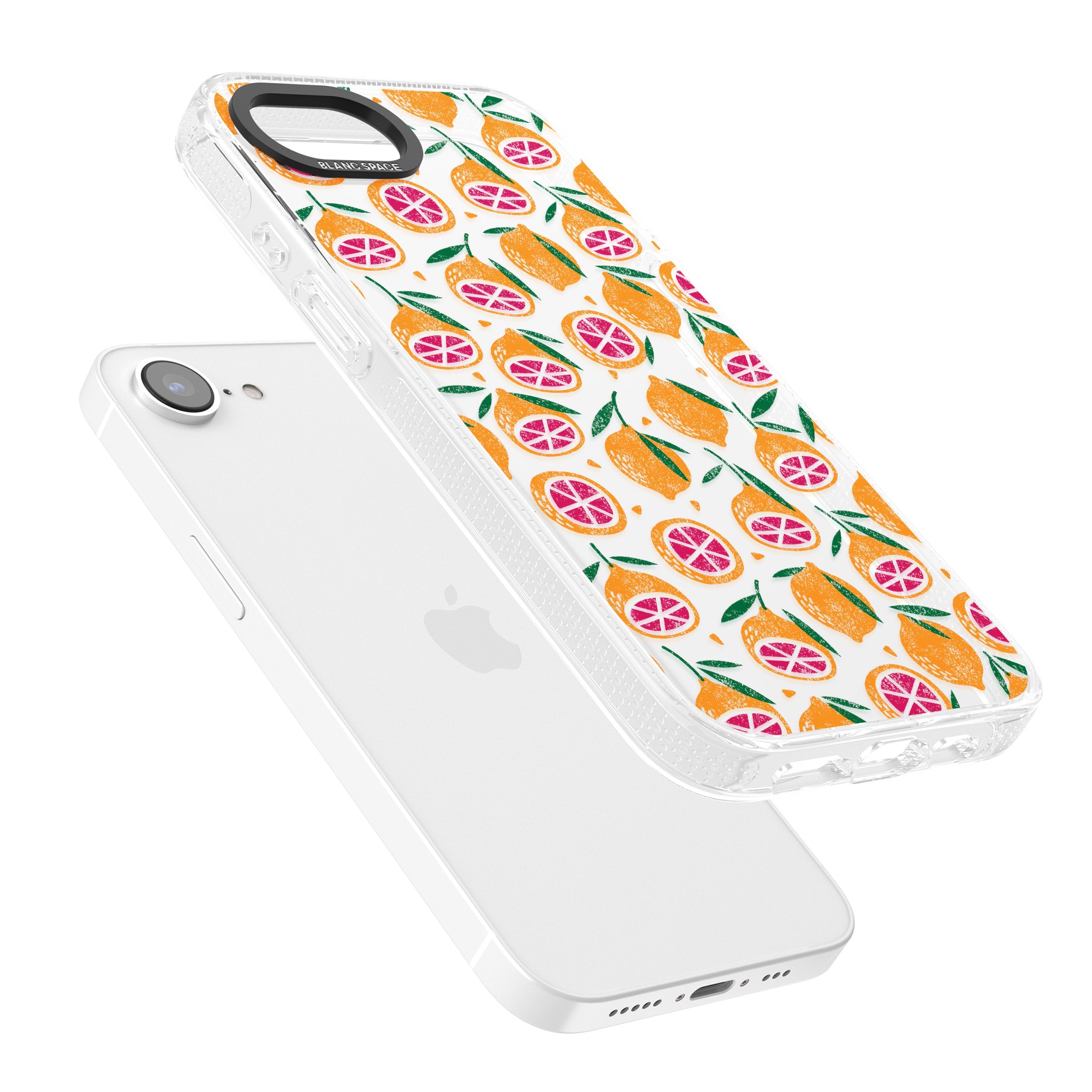 Blood Orange Fruit Pattern Transparent iPhone 16e Clear Case Impact Air - Blanc Space