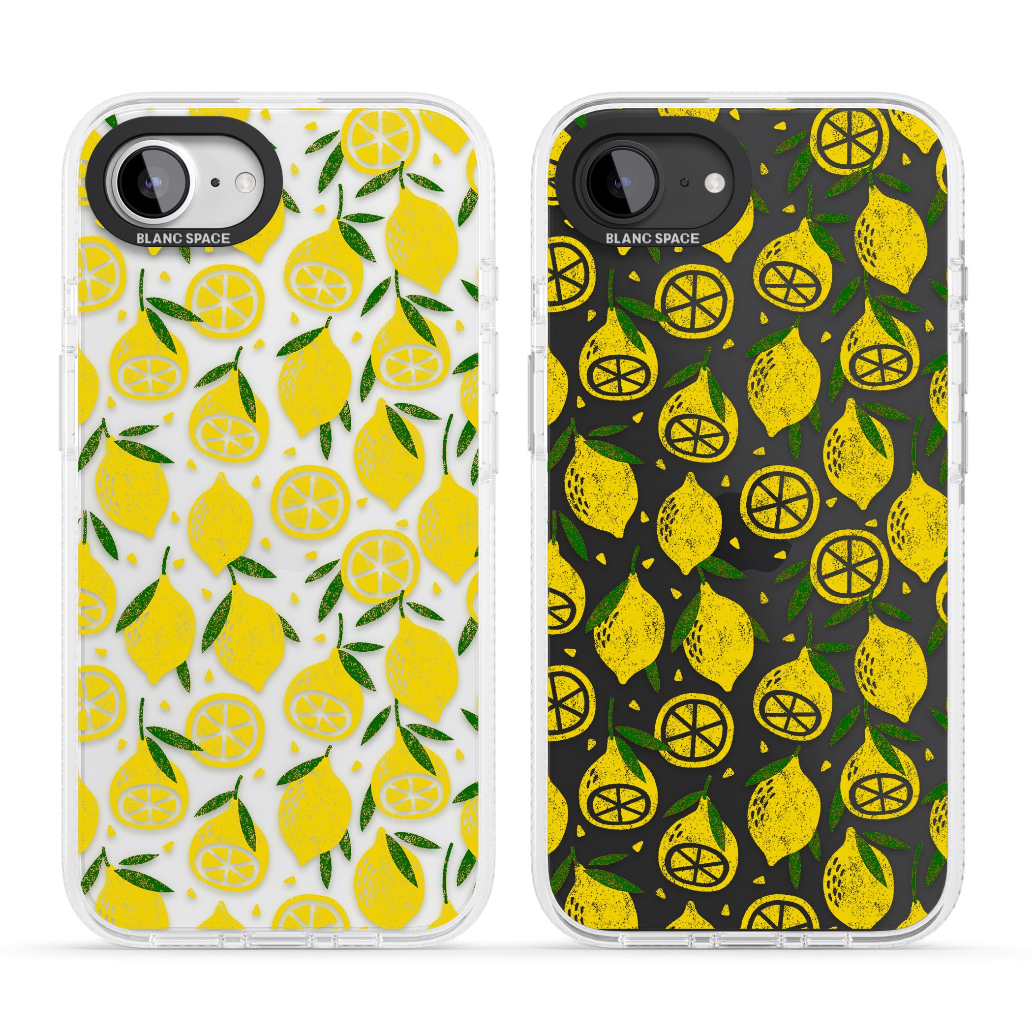 Bright Lemon Fruity Pattern iPhone 16e Clear Case Impact Air - Blanc Space