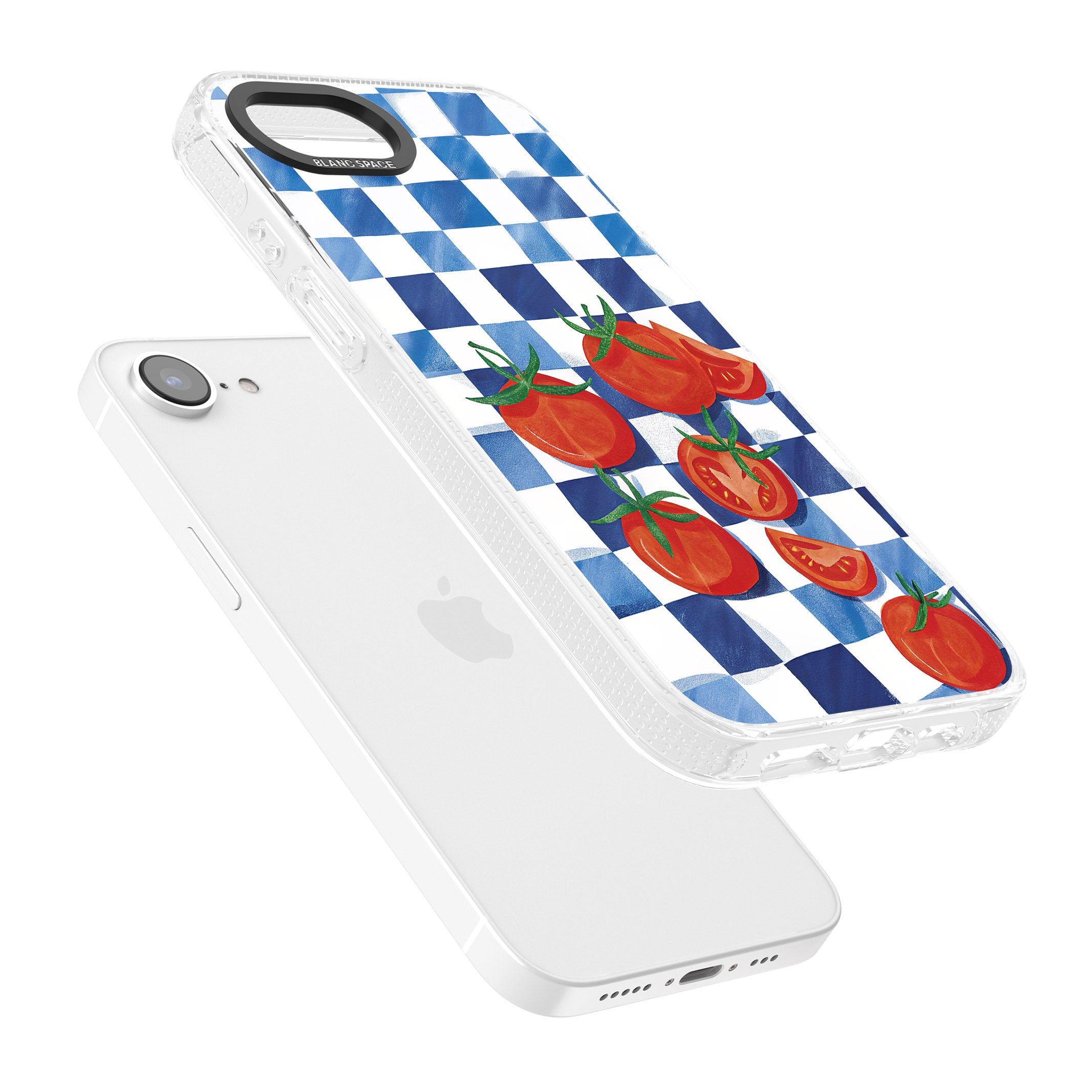 Blue Picnic Blanket & Tomatoes iPhone 16e Clear Case Impact Air - Blanc Space