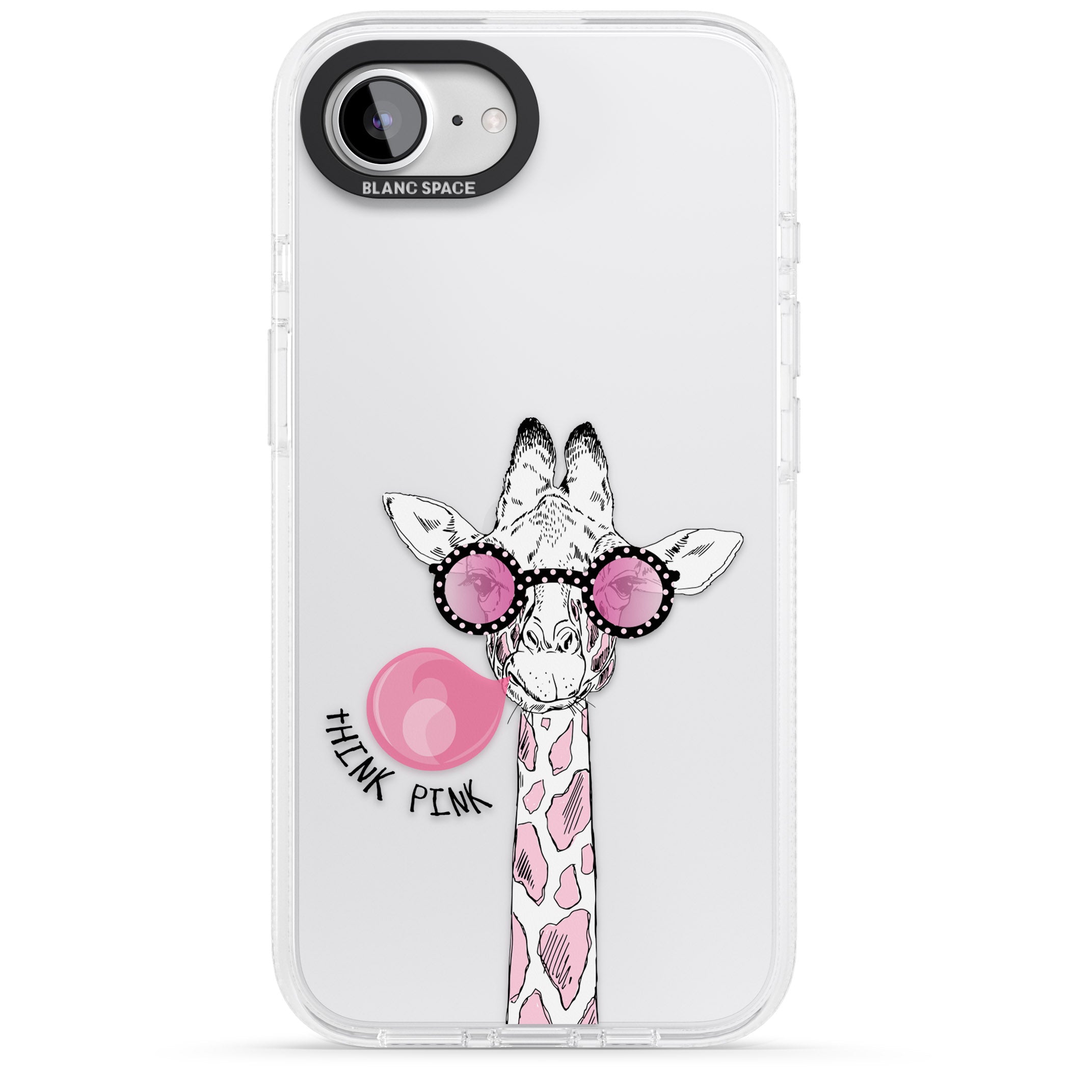 Think Pink Giraffe iPhone 16e Clear Case Impact Air - Blanc Space
