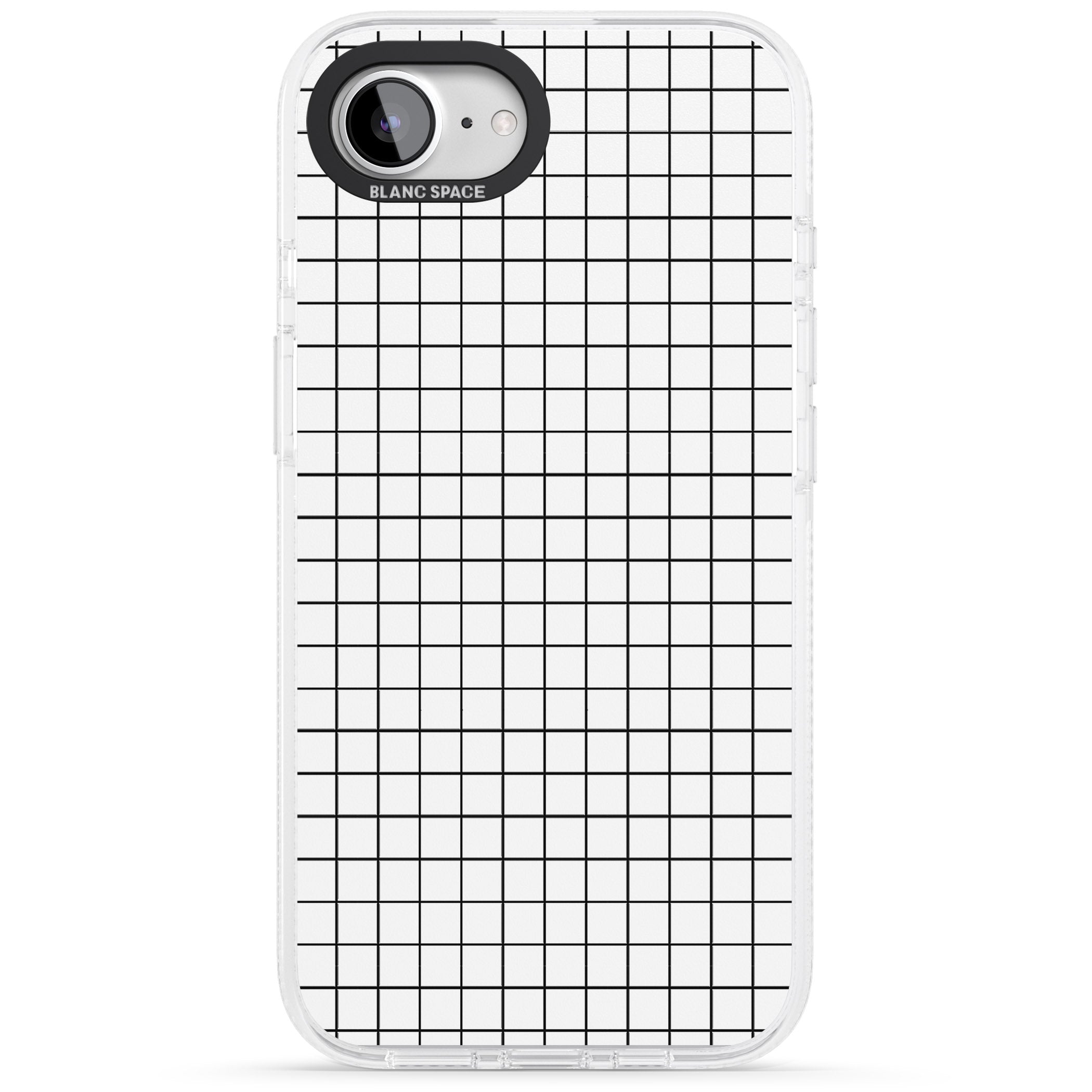 Simplistic Small Grid Designs White iPhone 16e Clear Case Impact Air - Blanc Space