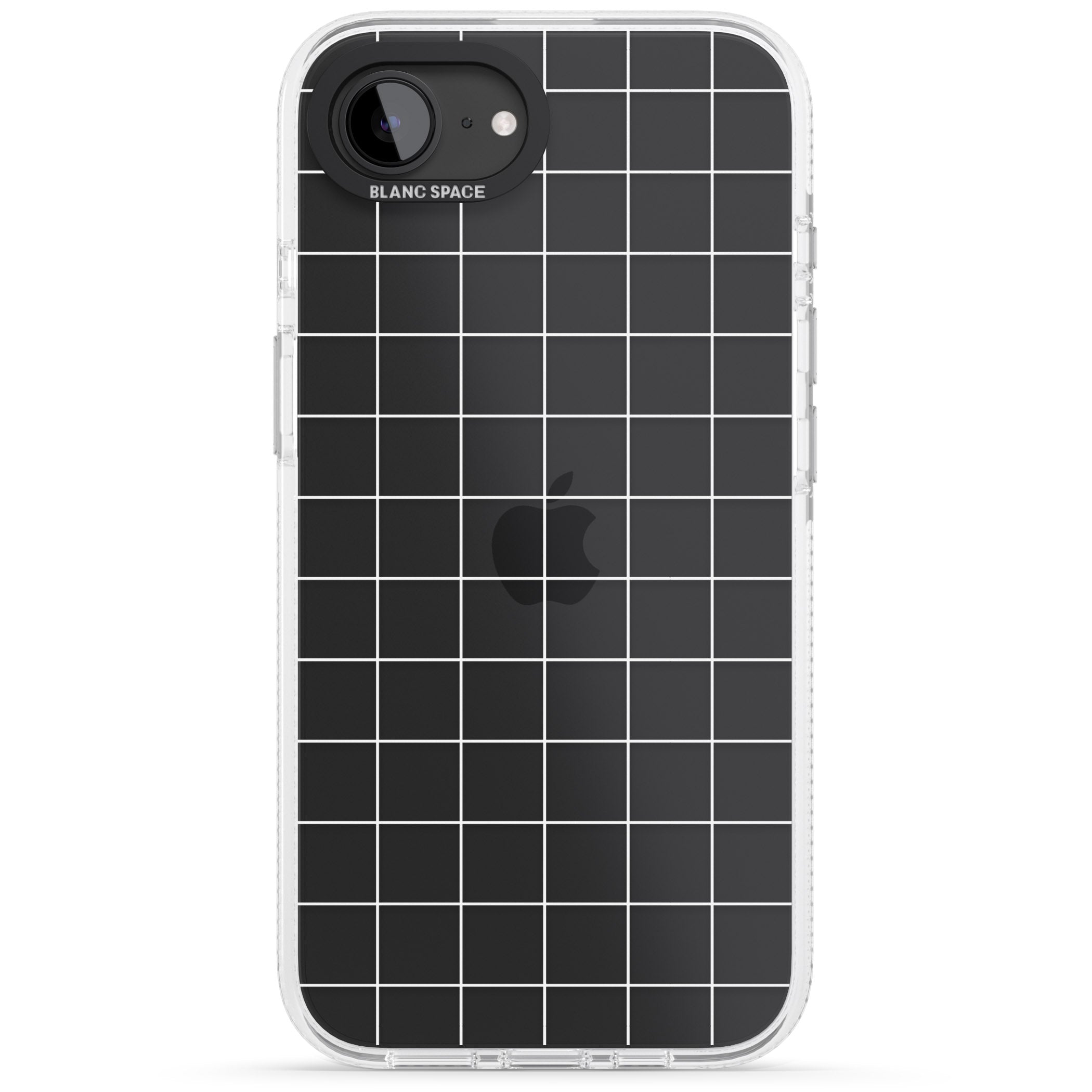 Simplistic Large Grid Pattern White (Transparent) iPhone 16e Clear Case Impact Air - Blanc Space