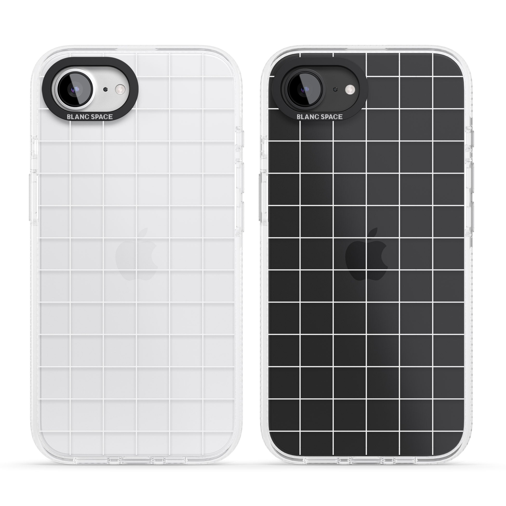Simplistic Large Grid Pattern White (Transparent) iPhone 16e Clear Case Impact Air - Blanc Space
