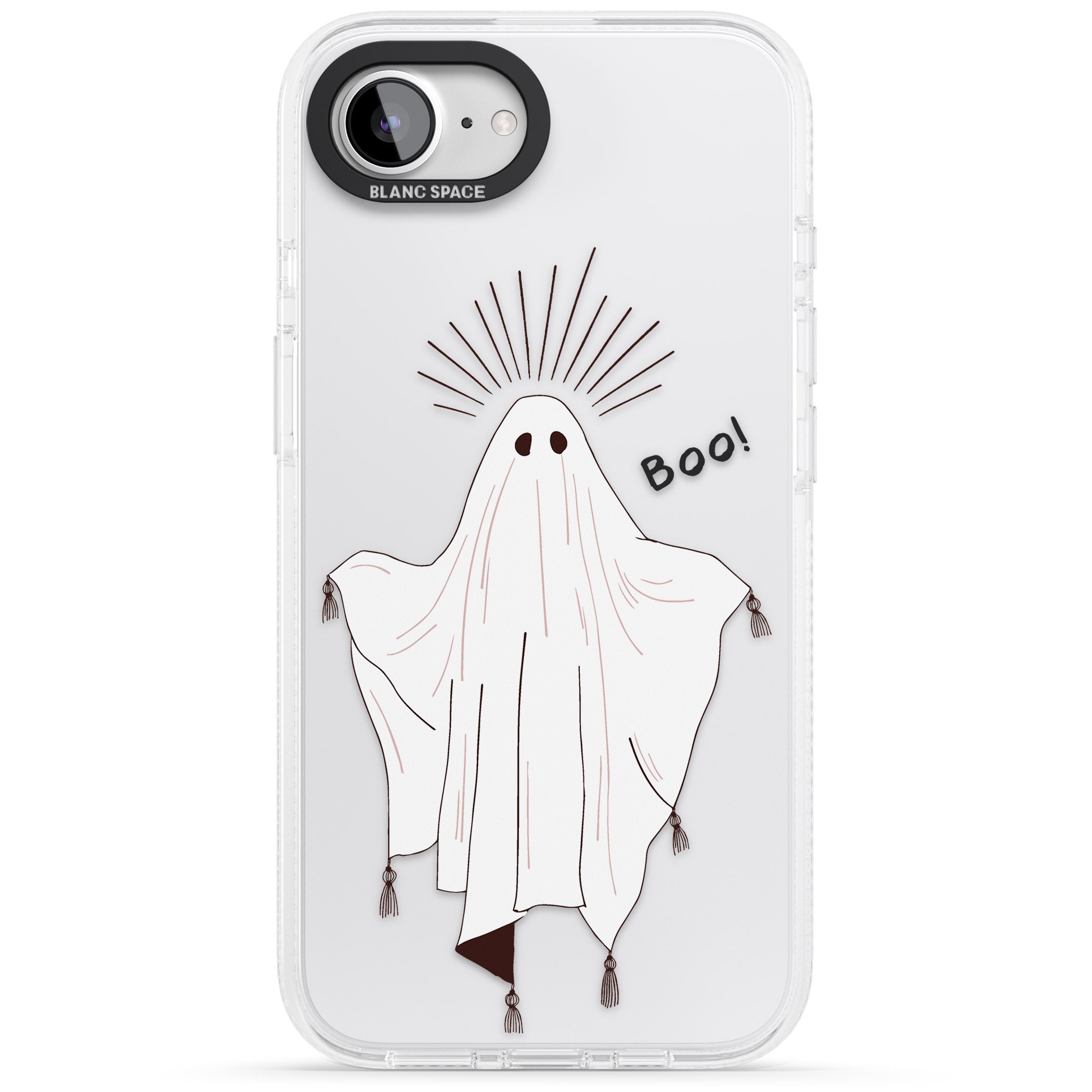 BOO! iPhone 16e Clear Case Impact Air - Blanc Space