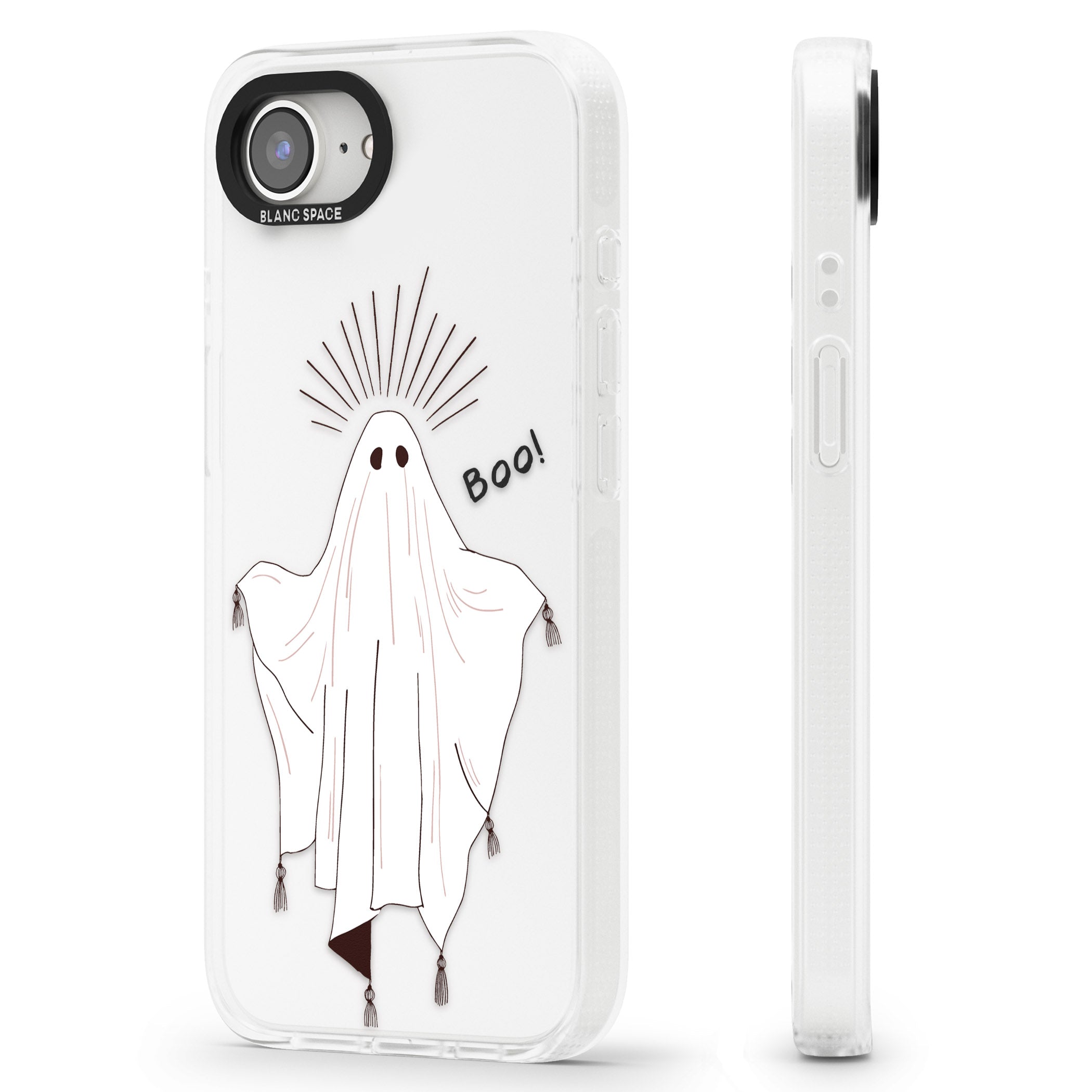 BOO! iPhone 16e Clear Case Impact Air - Blanc Space