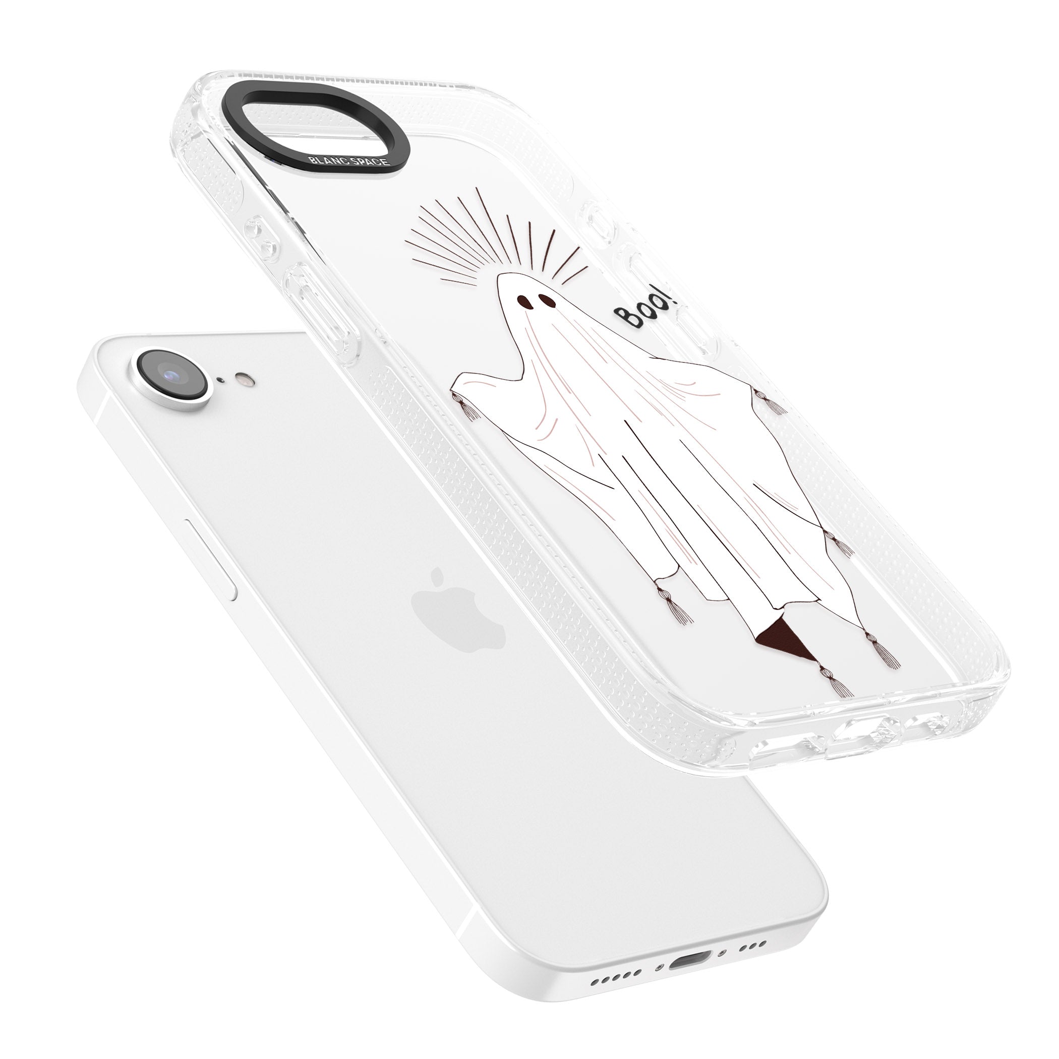 BOO! iPhone 16e Clear Case Impact Air - Blanc Space
