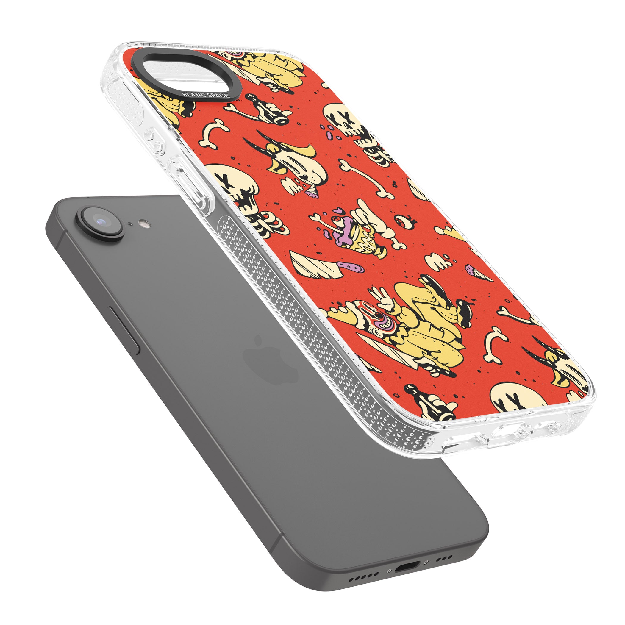 Red Retro Halloween Pattern iPhone 16e Clear Case Impact Air - Blanc Space