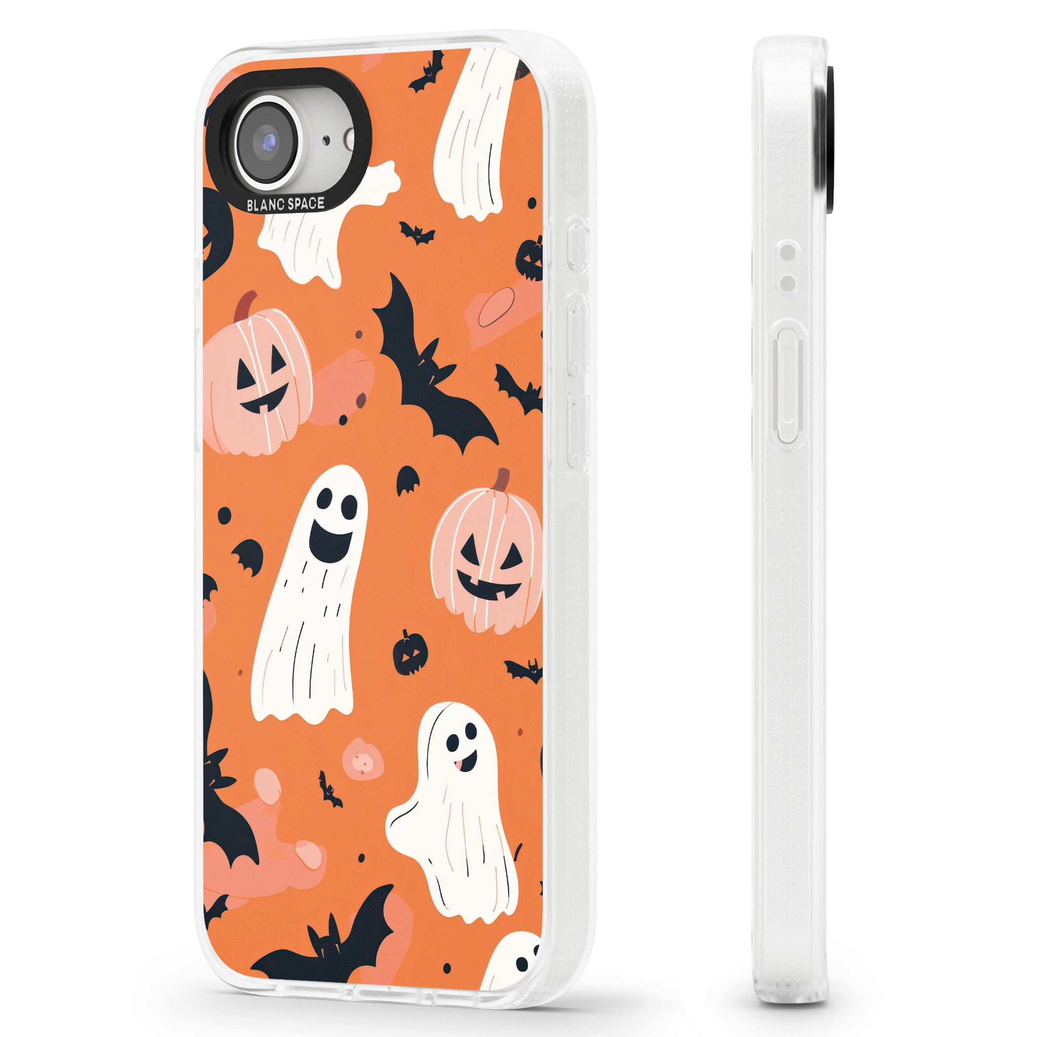 Orange Halloween Pattern iPhone 16e Clear Case Impact Air - Blanc Space