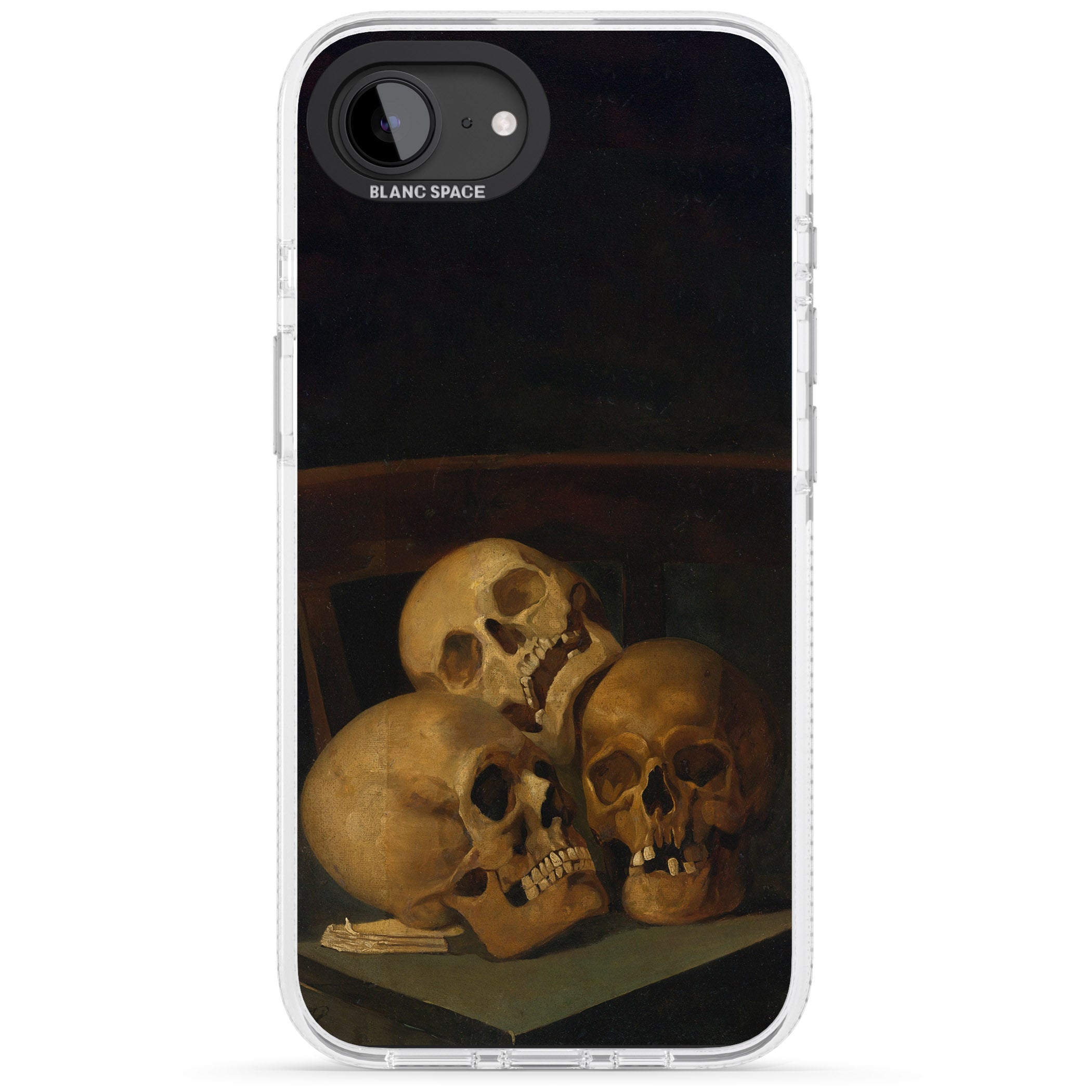 Still Life of Three Skulls iPhone 16e Clear Case Impact Air - Blanc Space