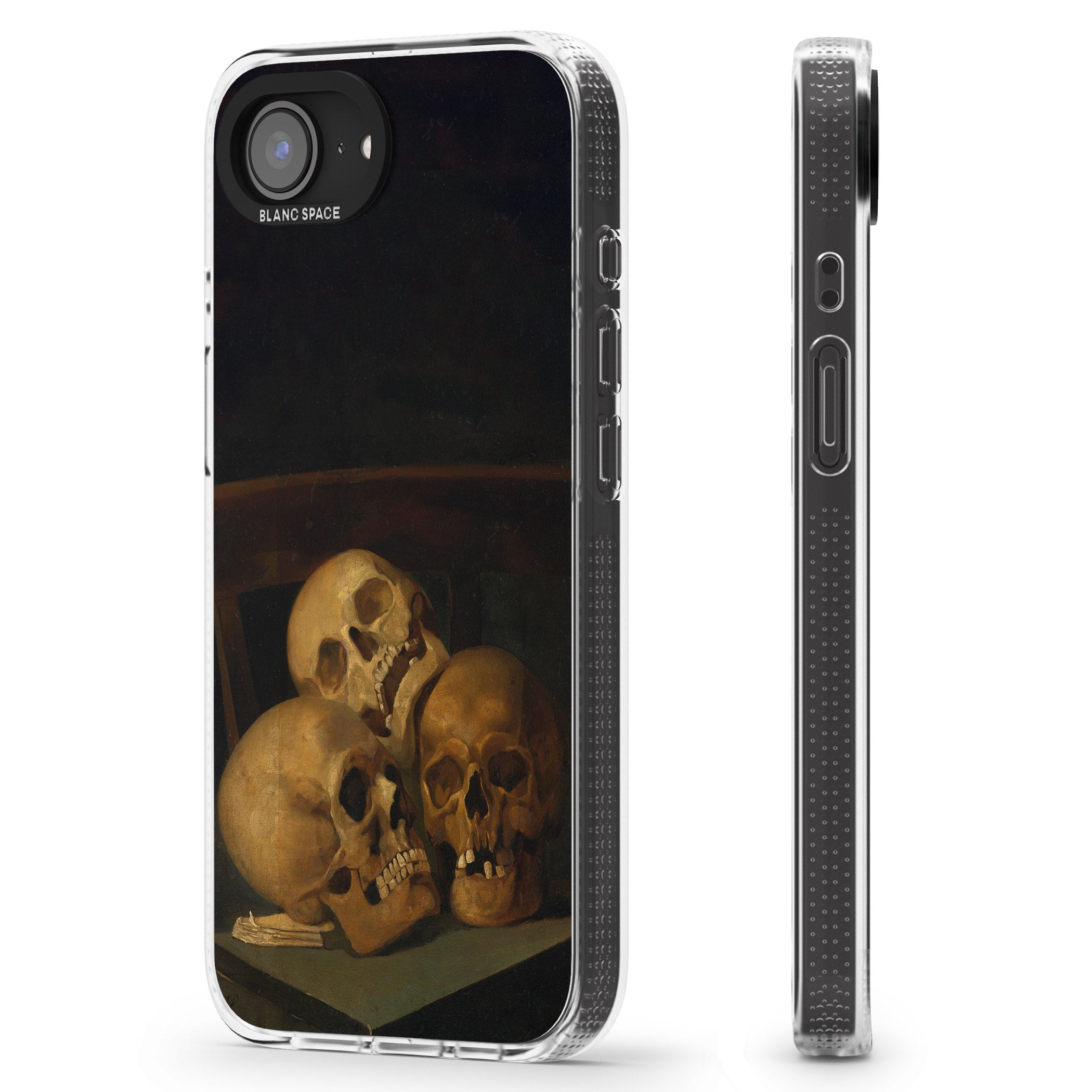 Still Life of Three Skulls iPhone 16e Clear Case Impact Air - Blanc Space