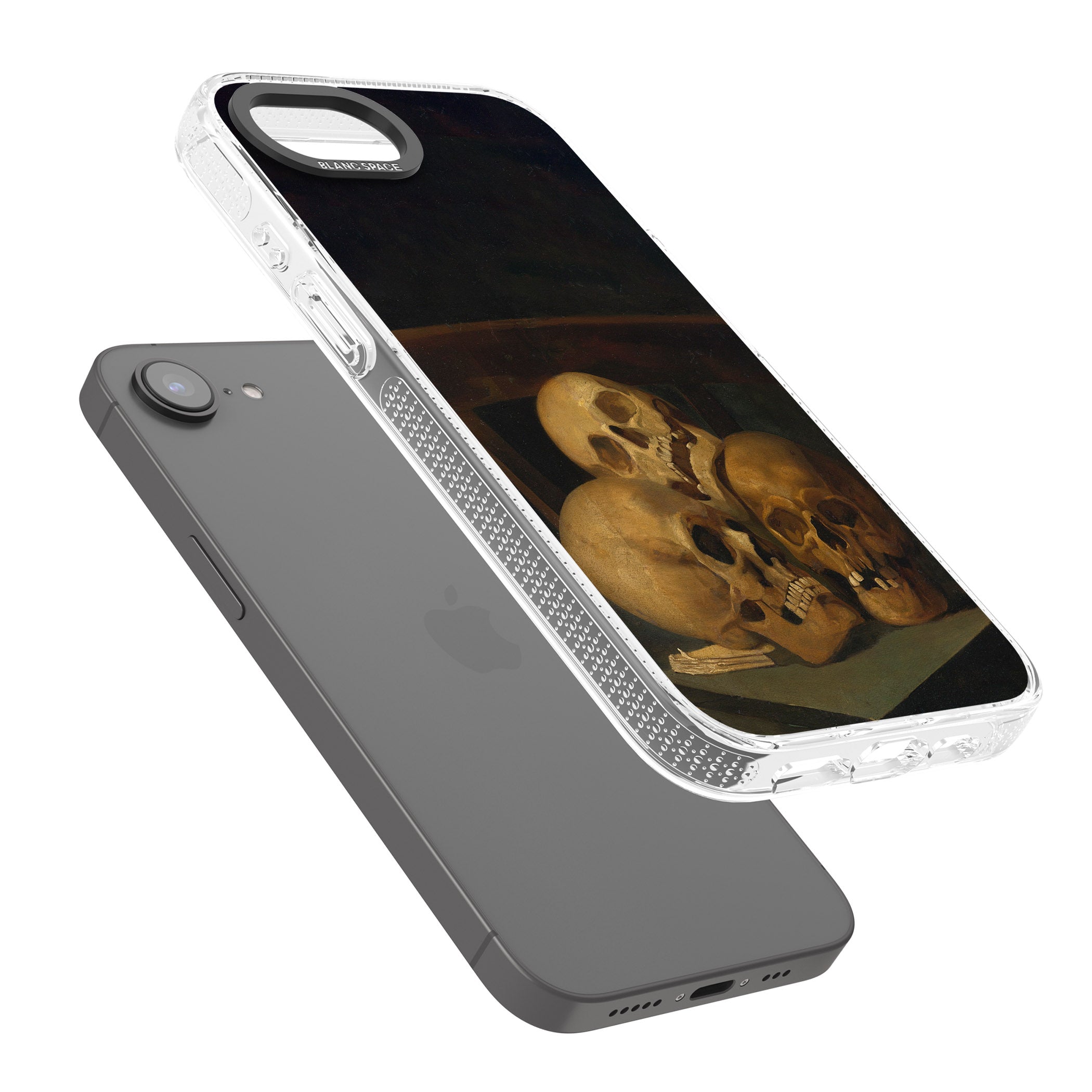 Still Life of Three Skulls iPhone 16e Clear Case Impact Air - Blanc Space
