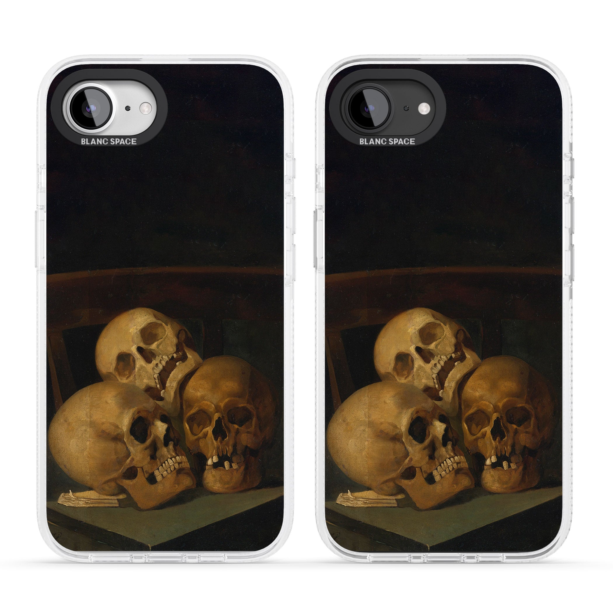 Still Life of Three Skulls iPhone 16e Clear Case Impact Air - Blanc Space