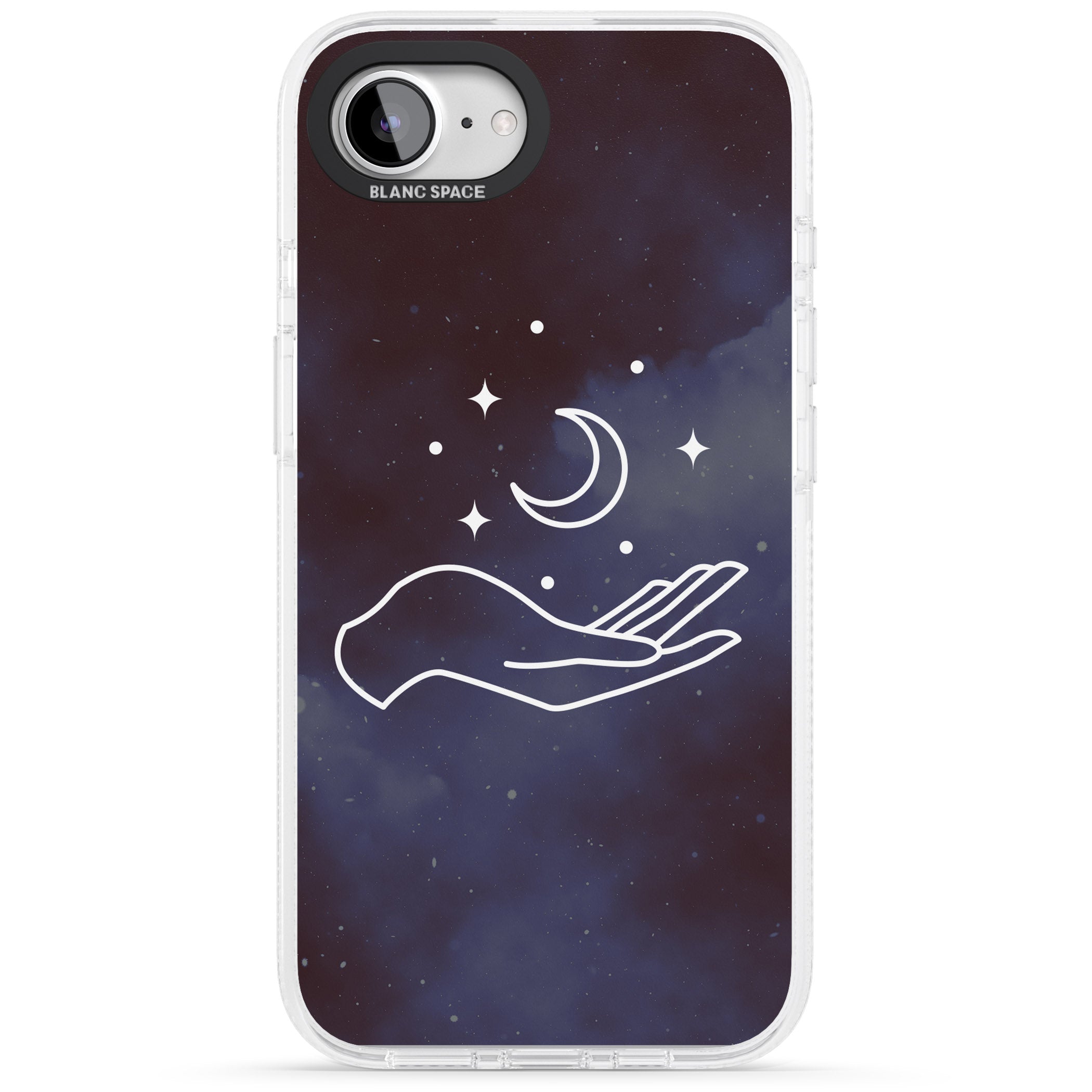 Floating Moon Above Hand iPhone 16e Clear Case Impact Air - Blanc Space