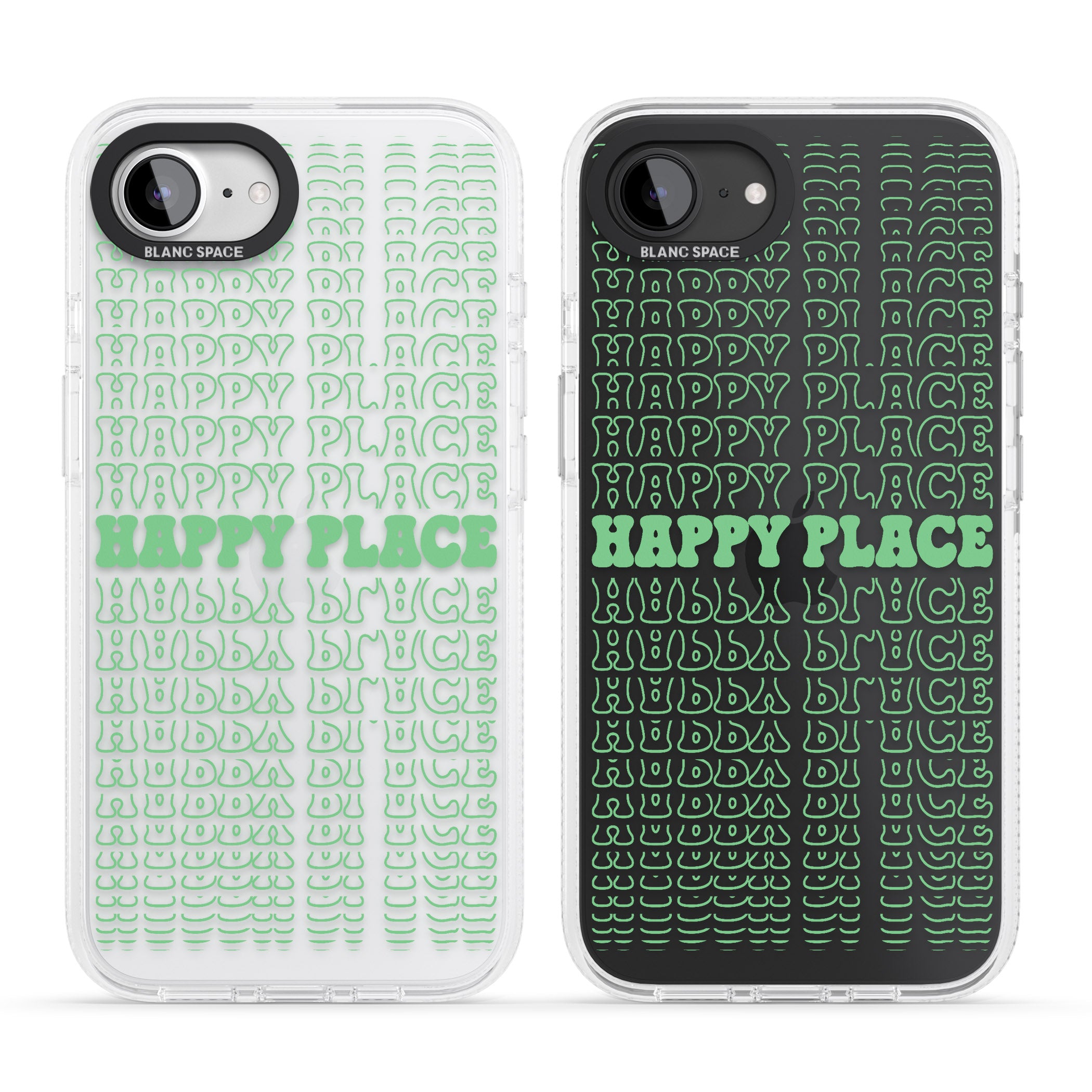 Happy Place (Green) iPhone 16e Clear Case Impact Air - Blanc Space