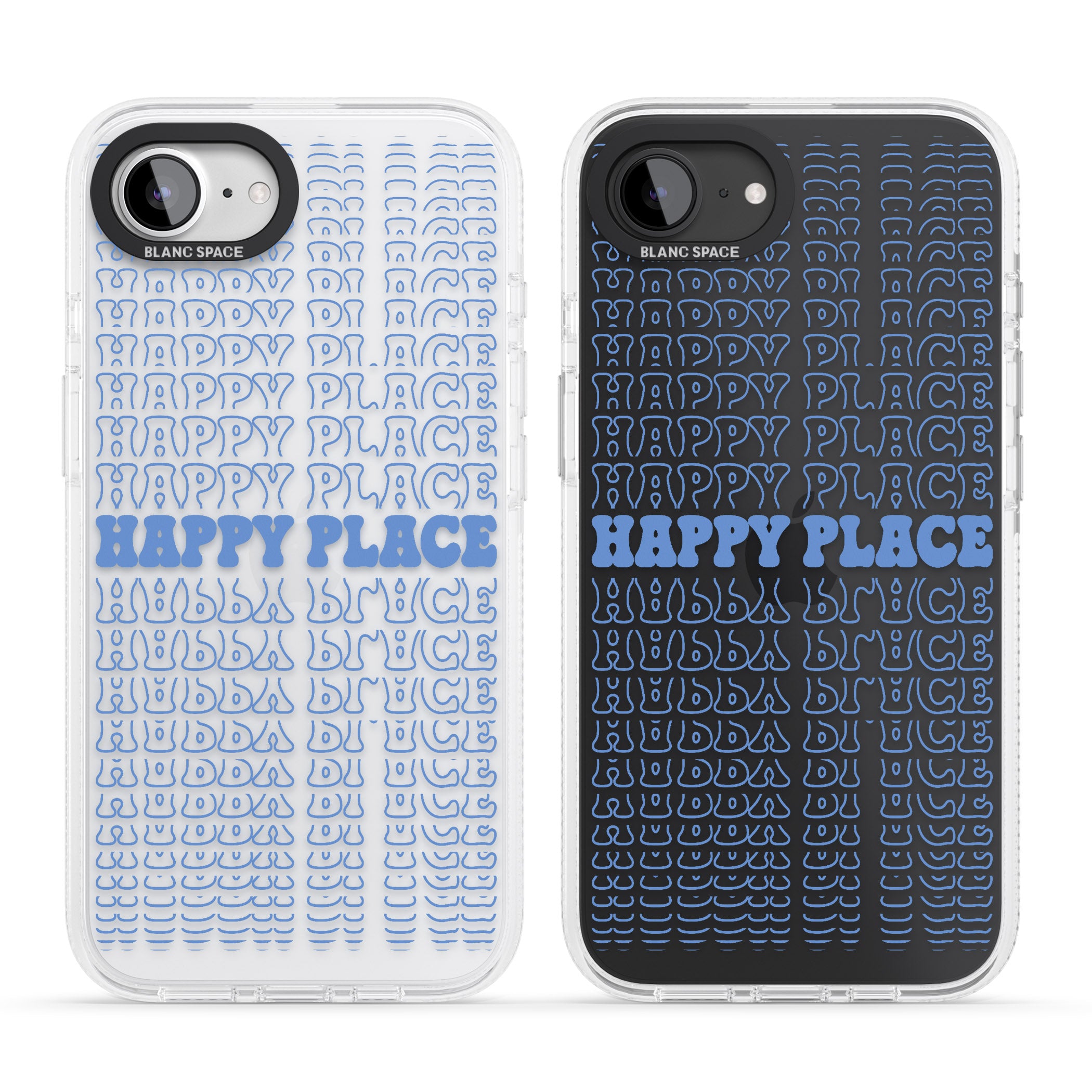 Happy Place (Blue) iPhone 16e Clear Case Impact Air - Blanc Space
