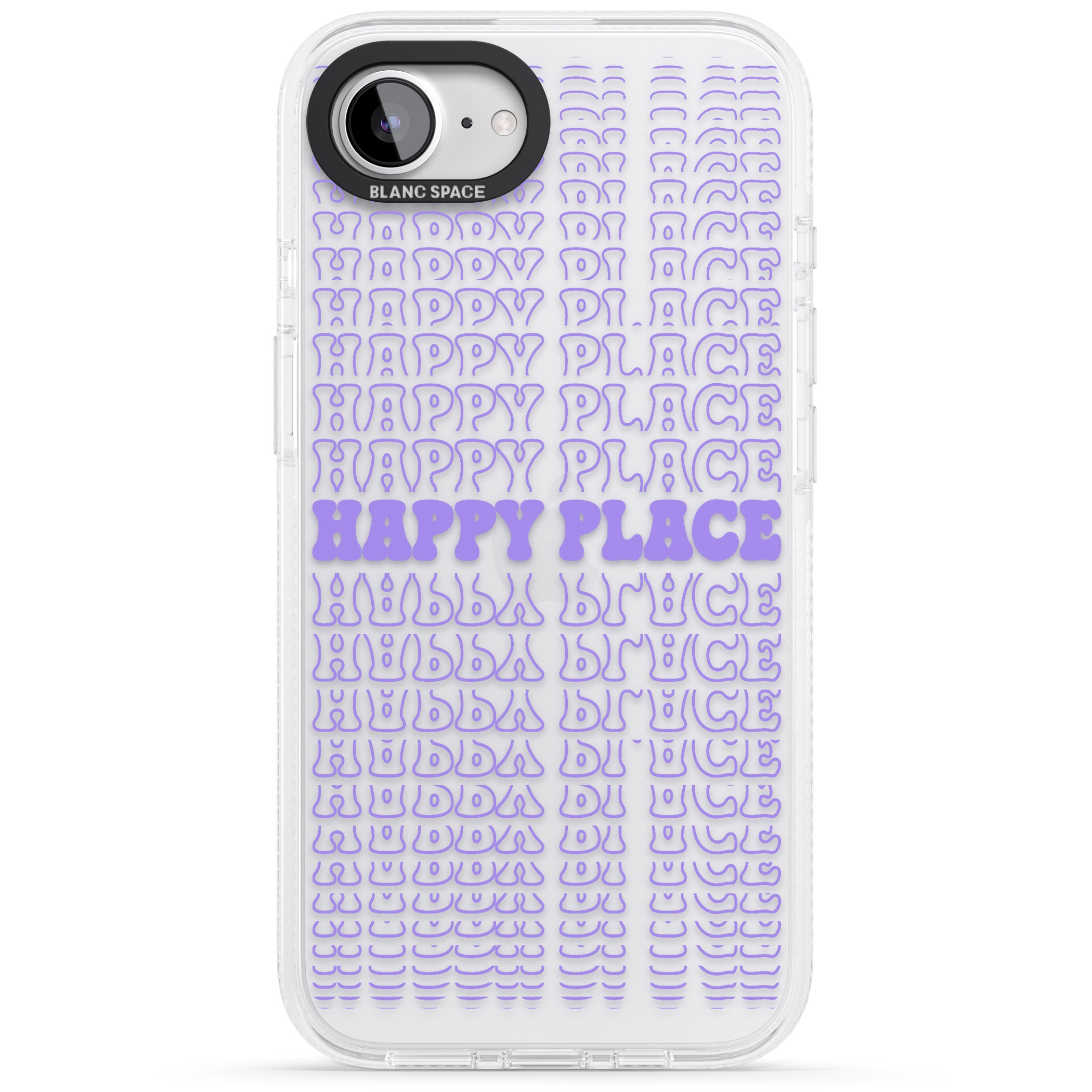 Happy Place (Purple) iPhone 16e Clear Case Impact Air - Blanc Space