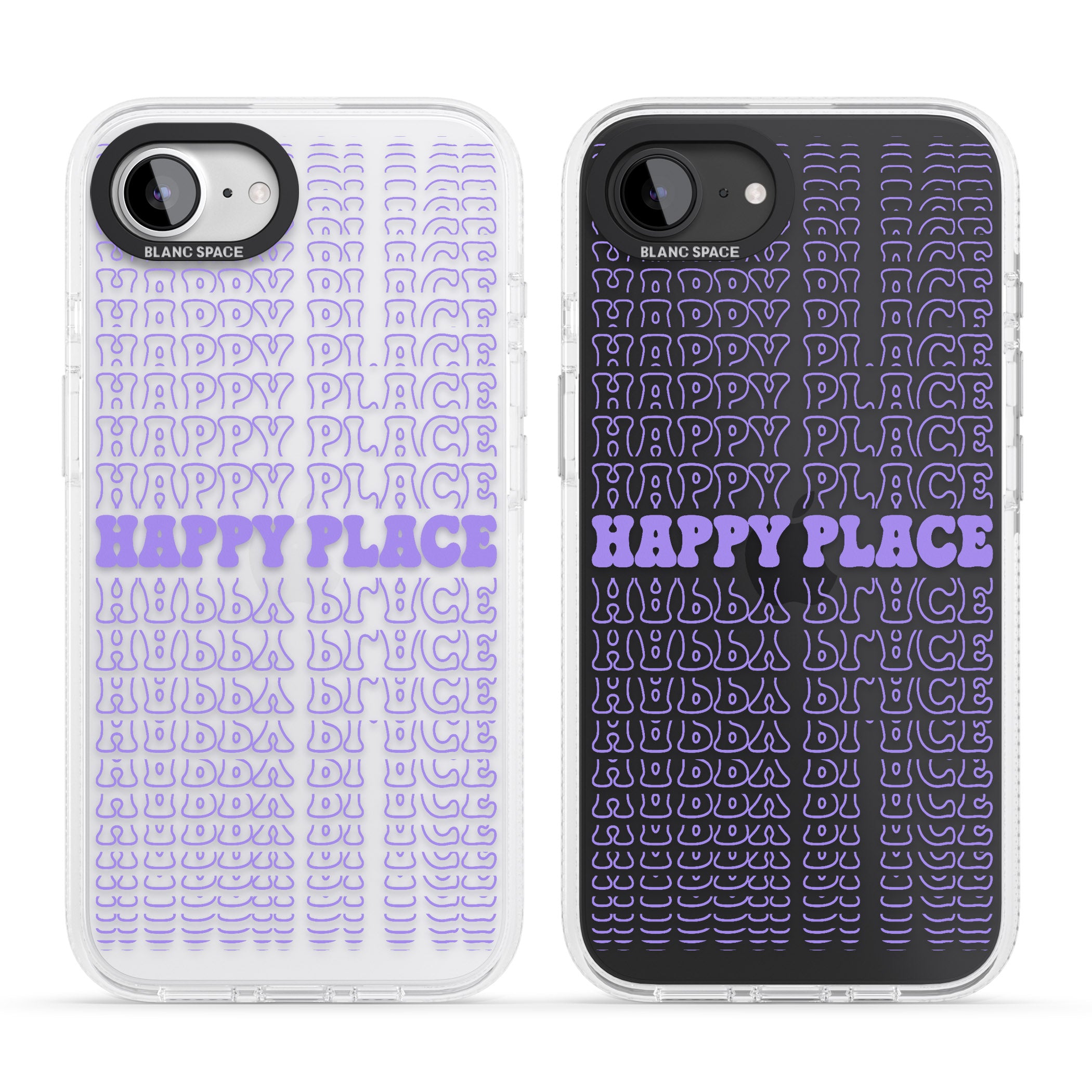 Happy Place (Purple) iPhone 16e Clear Case Impact Air - Blanc Space