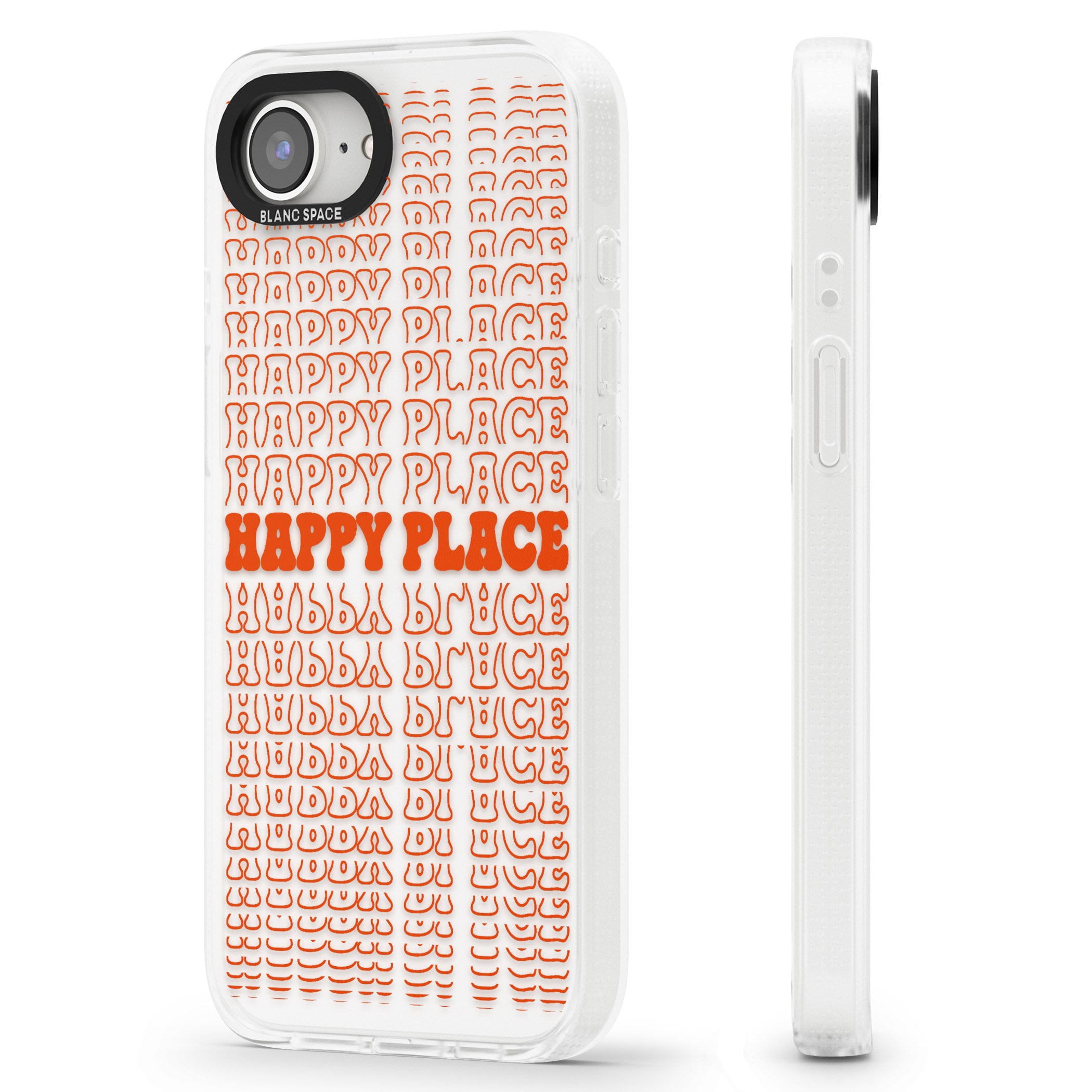 Happy Place (Orange) iPhone 16e Clear Case Impact Air - Blanc Space