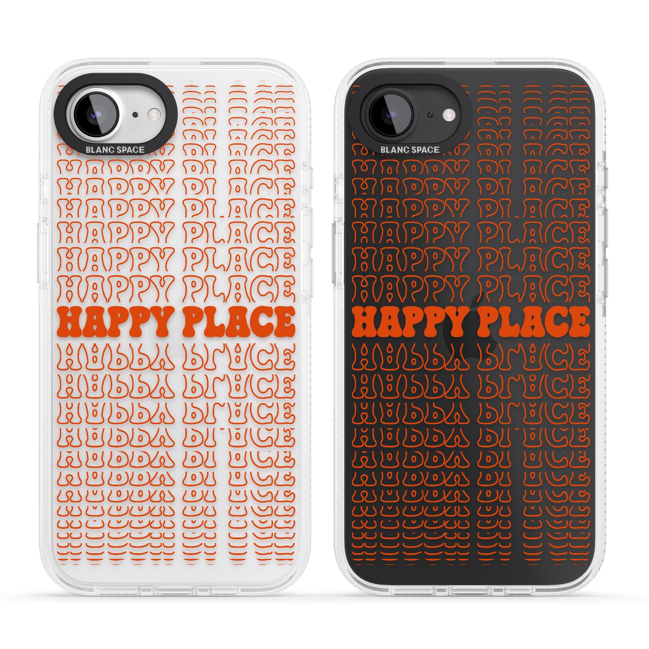 Happy Place (Orange) iPhone 16e Clear Case Impact Air - Blanc Space