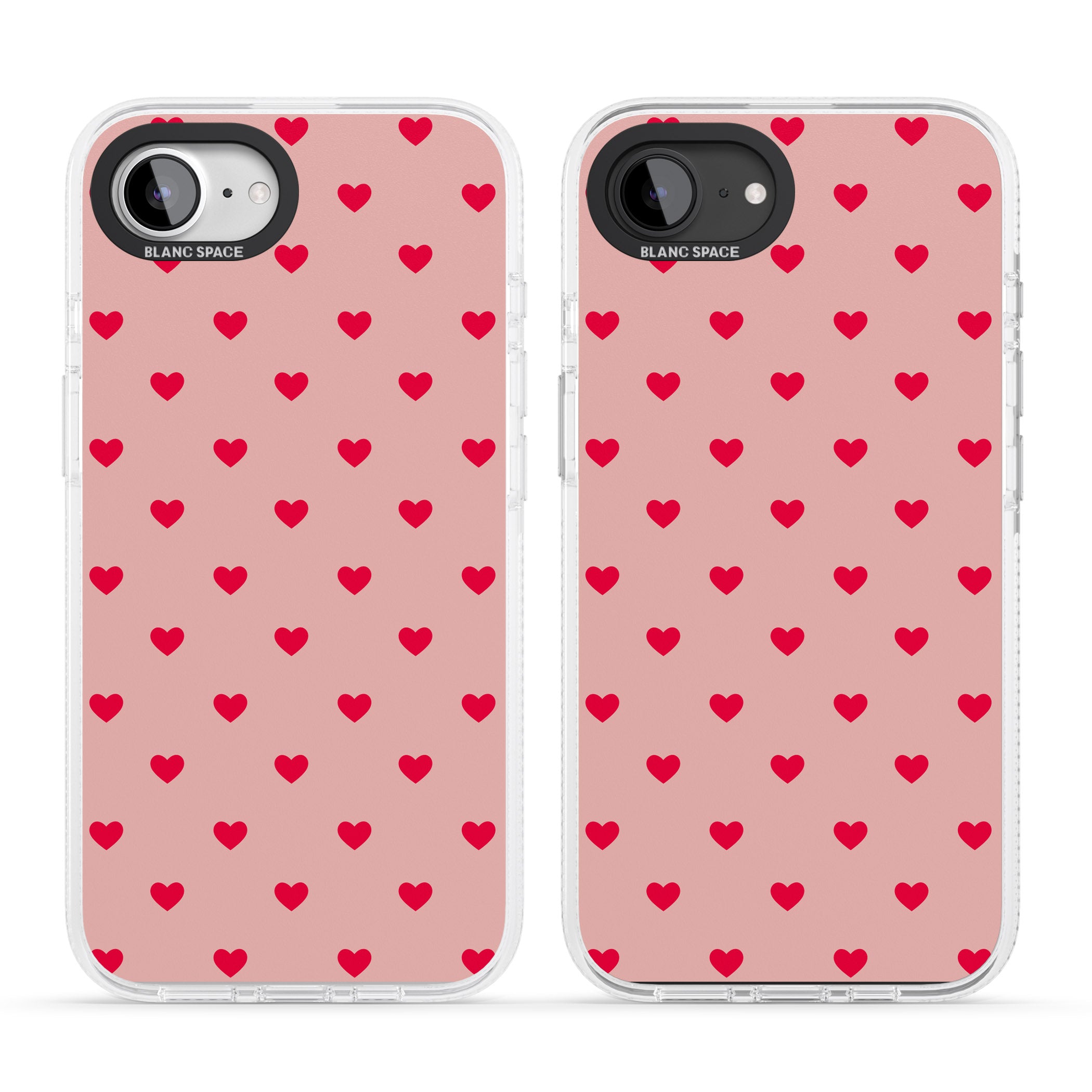 Small Heart Pattern: Red & Pink iPhone 16e Clear Case Impact Air - Blanc Space