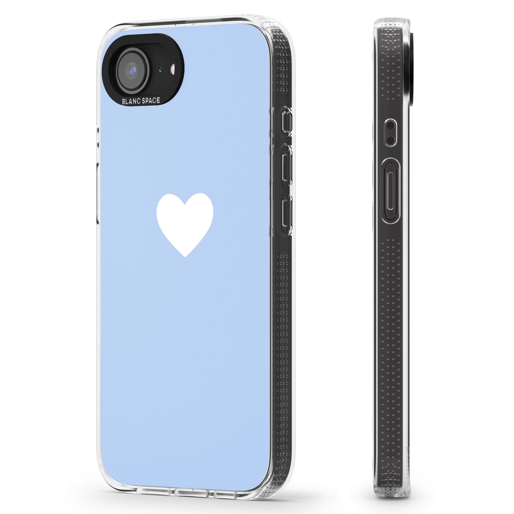 Single Heart Design: White & Baby Blue iPhone 16e Clear Case Impact Air - Blanc Space