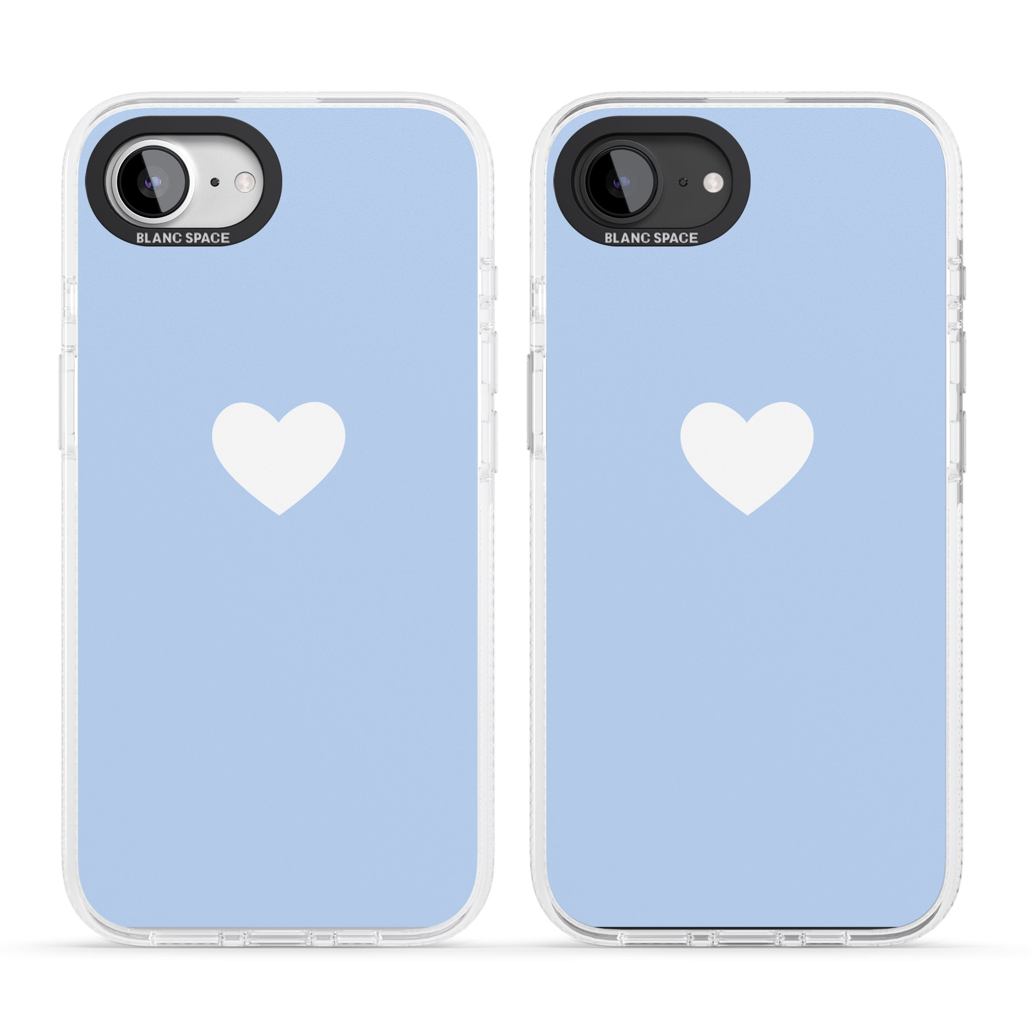 Single Heart Design: White & Baby Blue iPhone 16e Clear Case Impact Air - Blanc Space